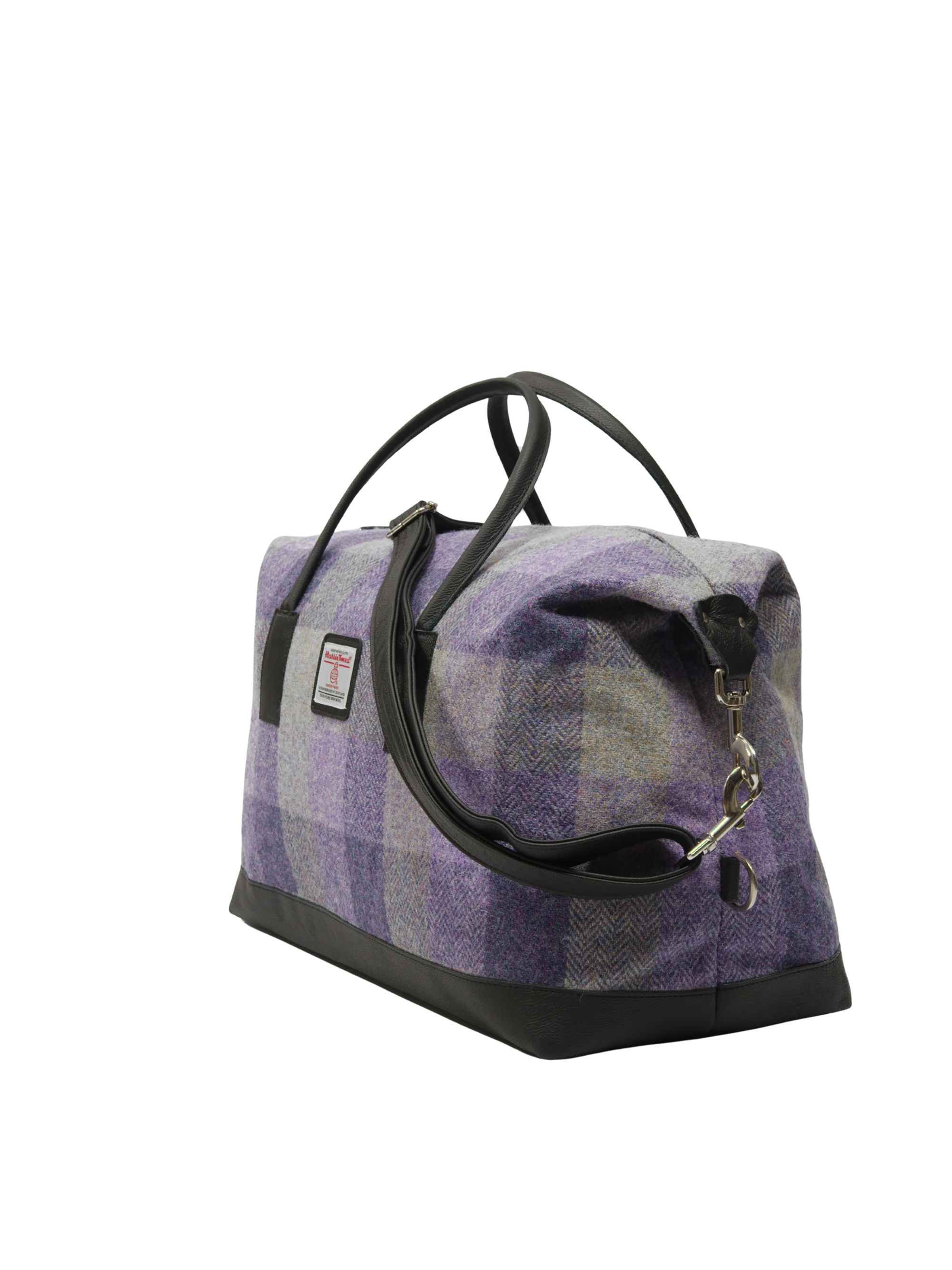 Harris Tweed Luggage Bag - HB156 (Black Leather) - Image 2