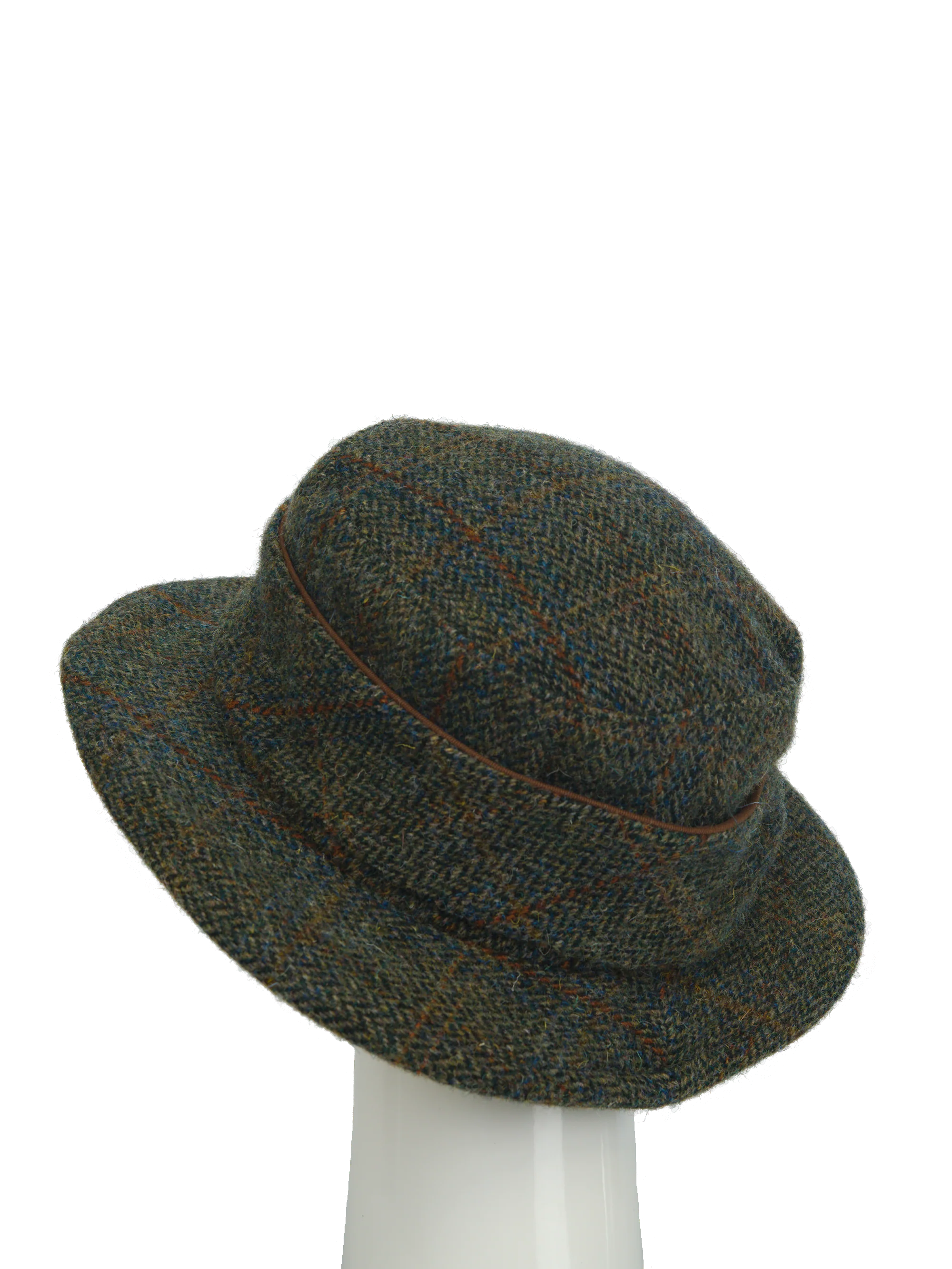 Harris Tweed Melrose Brimmed Hat Green Herringbone With Overcheck (HH) - Image 5
