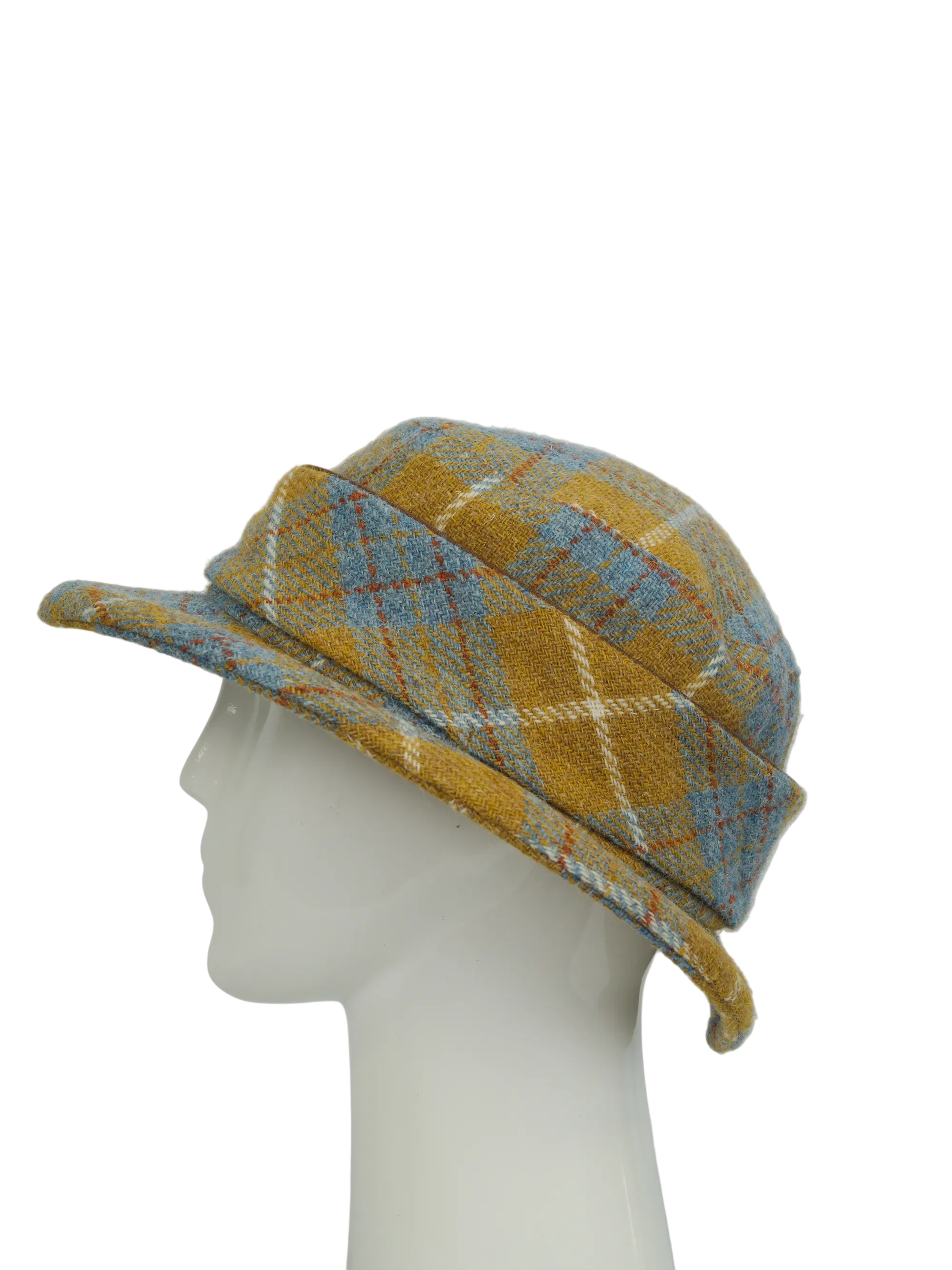Harris Tweed Melrose Brimmed Hat - Mustard Check (HH) - Image 4