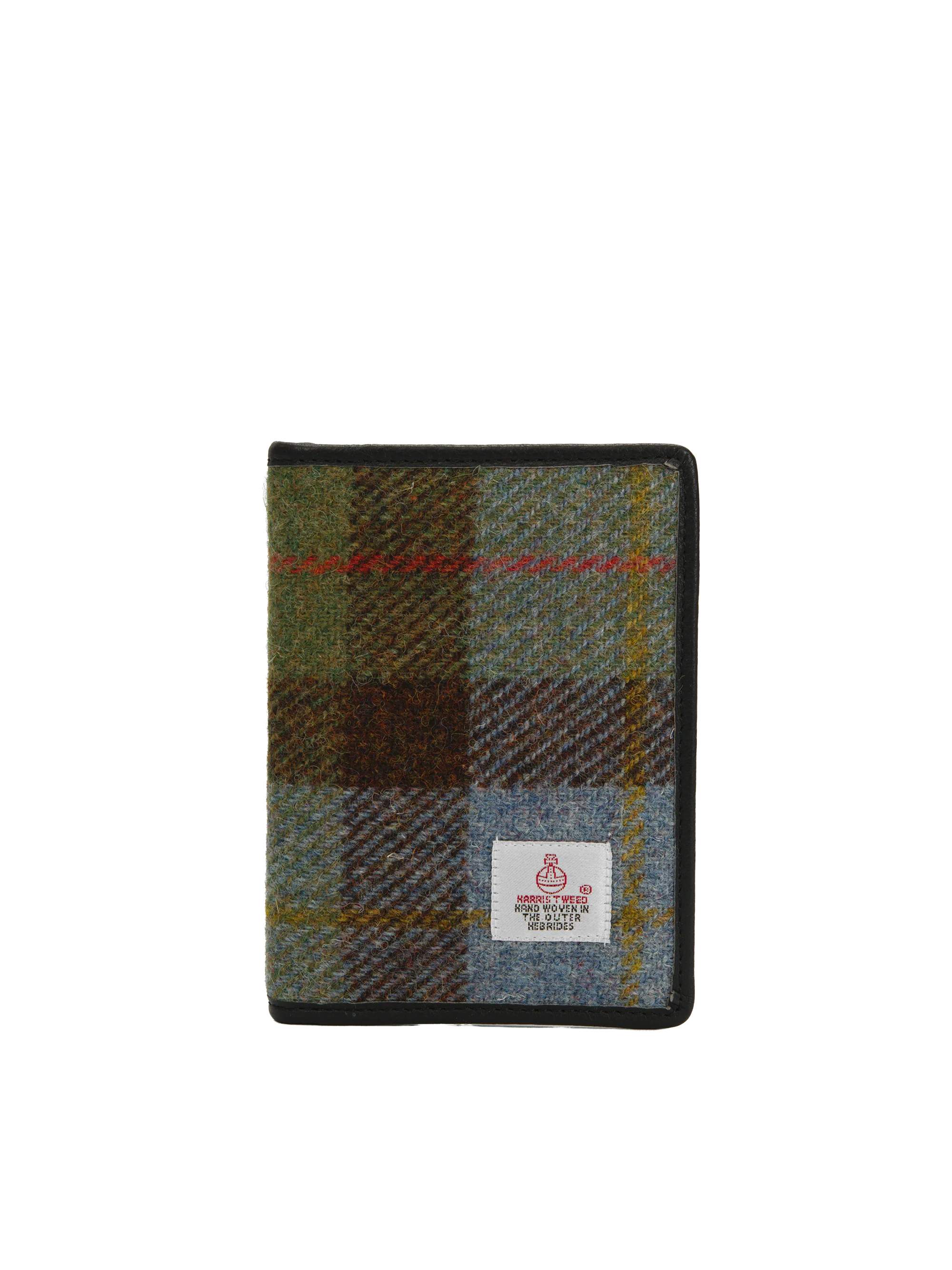 Harris Tweed Passport Cover - A017 (Black Leather)