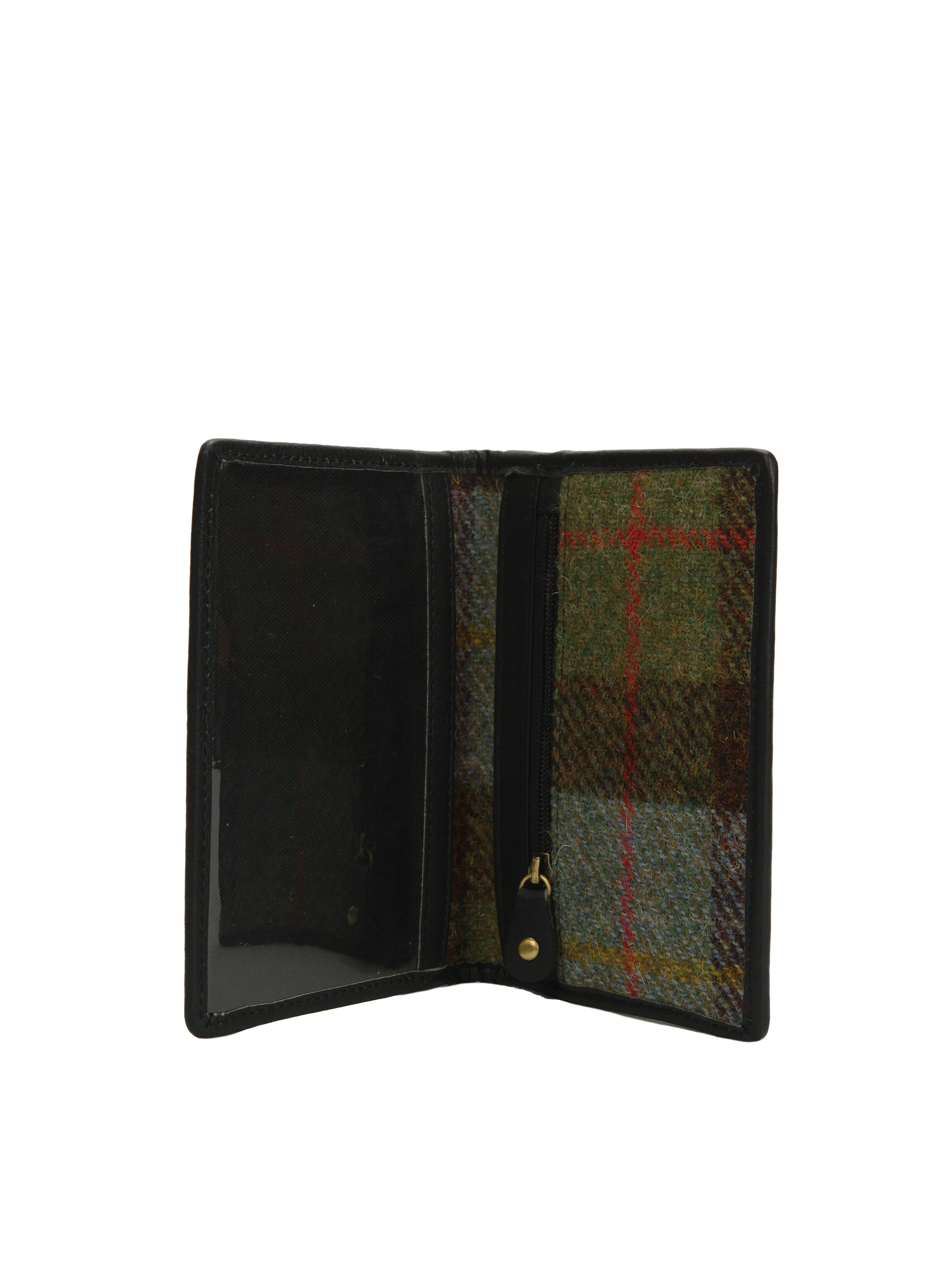Harris Tweed Passport Cover - A017 (Black Leather) - Image 2