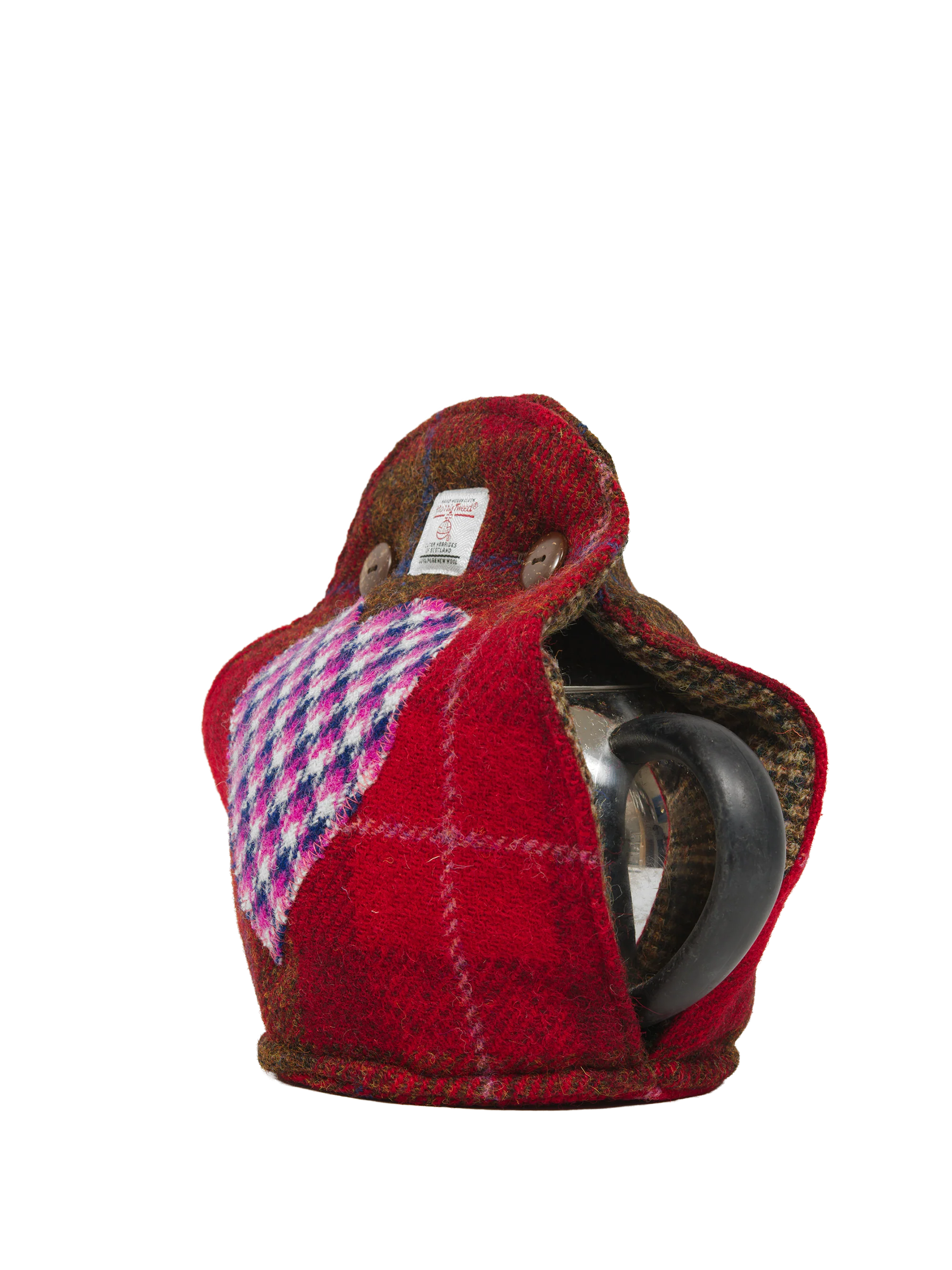 Harris Tweed Tea Cosy - A001 Purple Navy Heart - Image 2