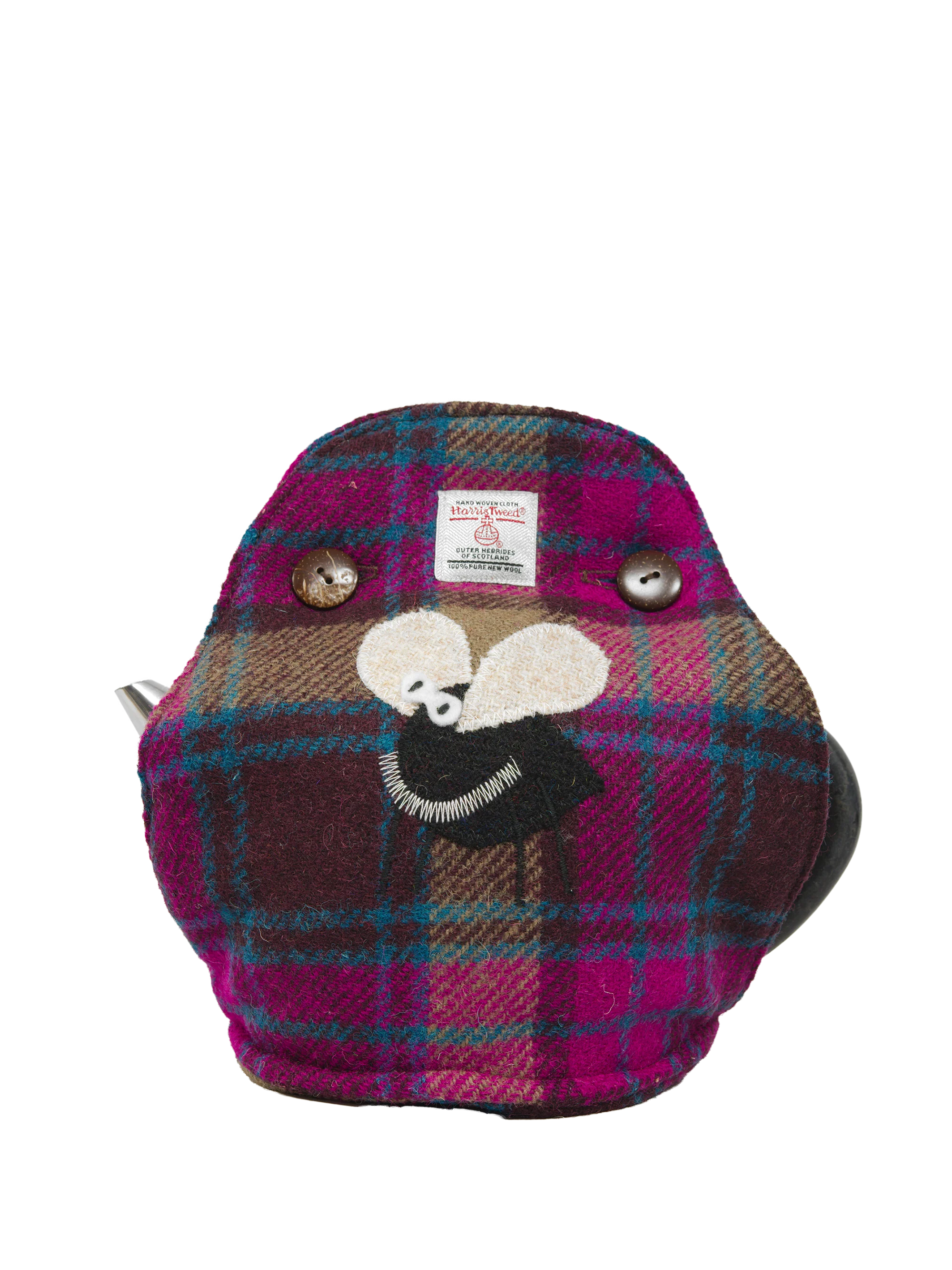 Harris Tweed Tea Cosy - Fuchsia Brown Check Midge