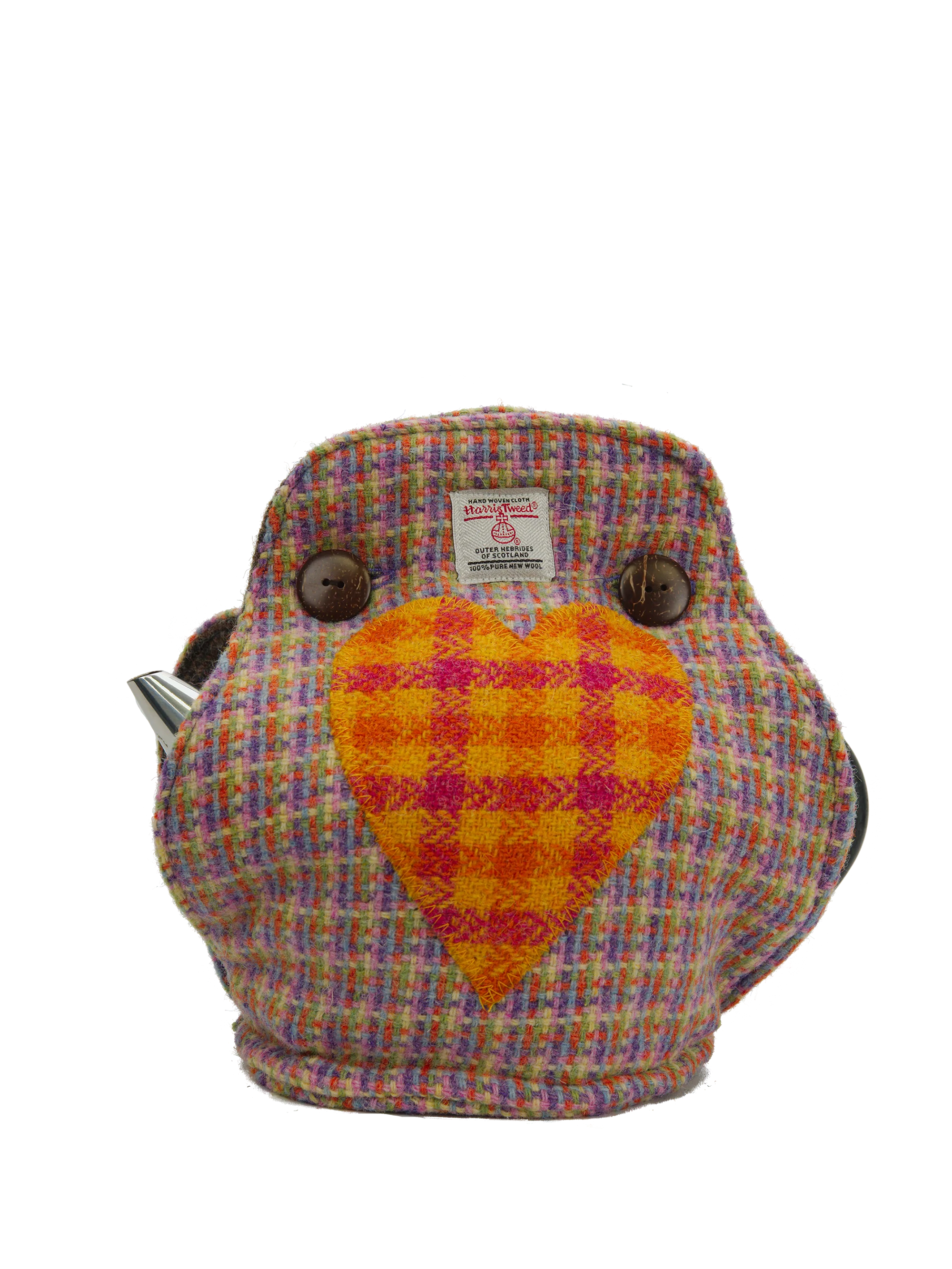 Harris Tweed Tea Cosy Jazzy Weave - (Orange Heart)