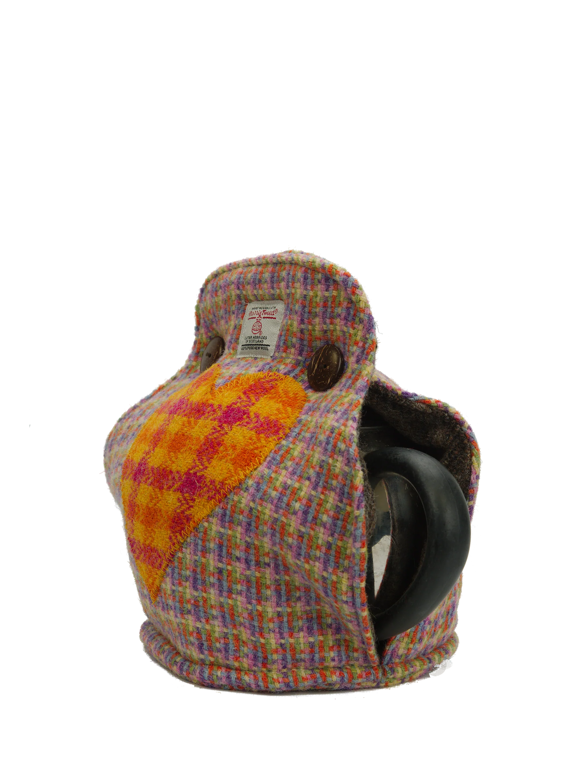 Harris Tweed Tea Cosy Jazzy Weave - (Orange Heart) - Image 2