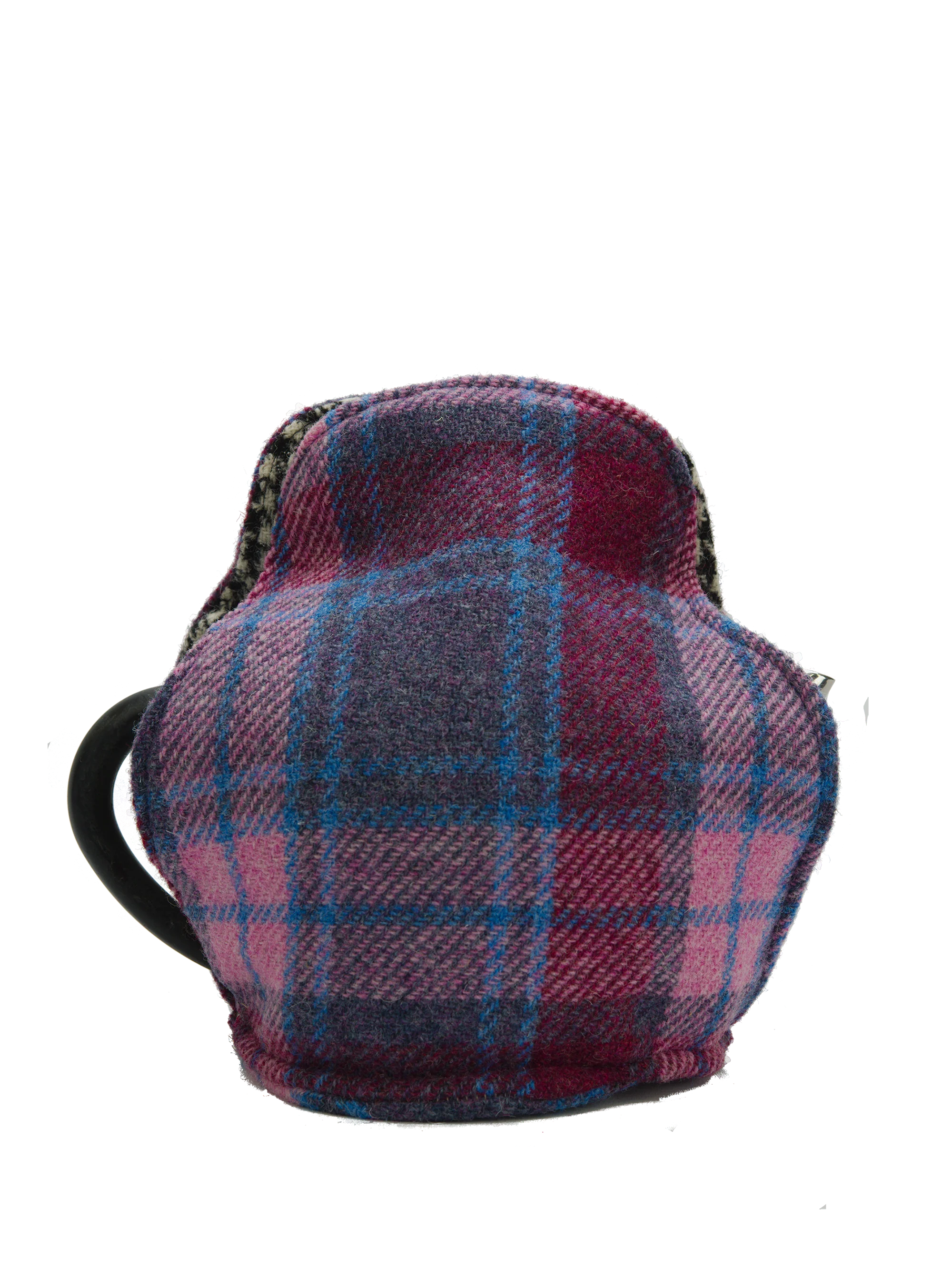 Harris Tweed Tea Cosy - Lilac Pink Check Heart (Green HB) - Image 3