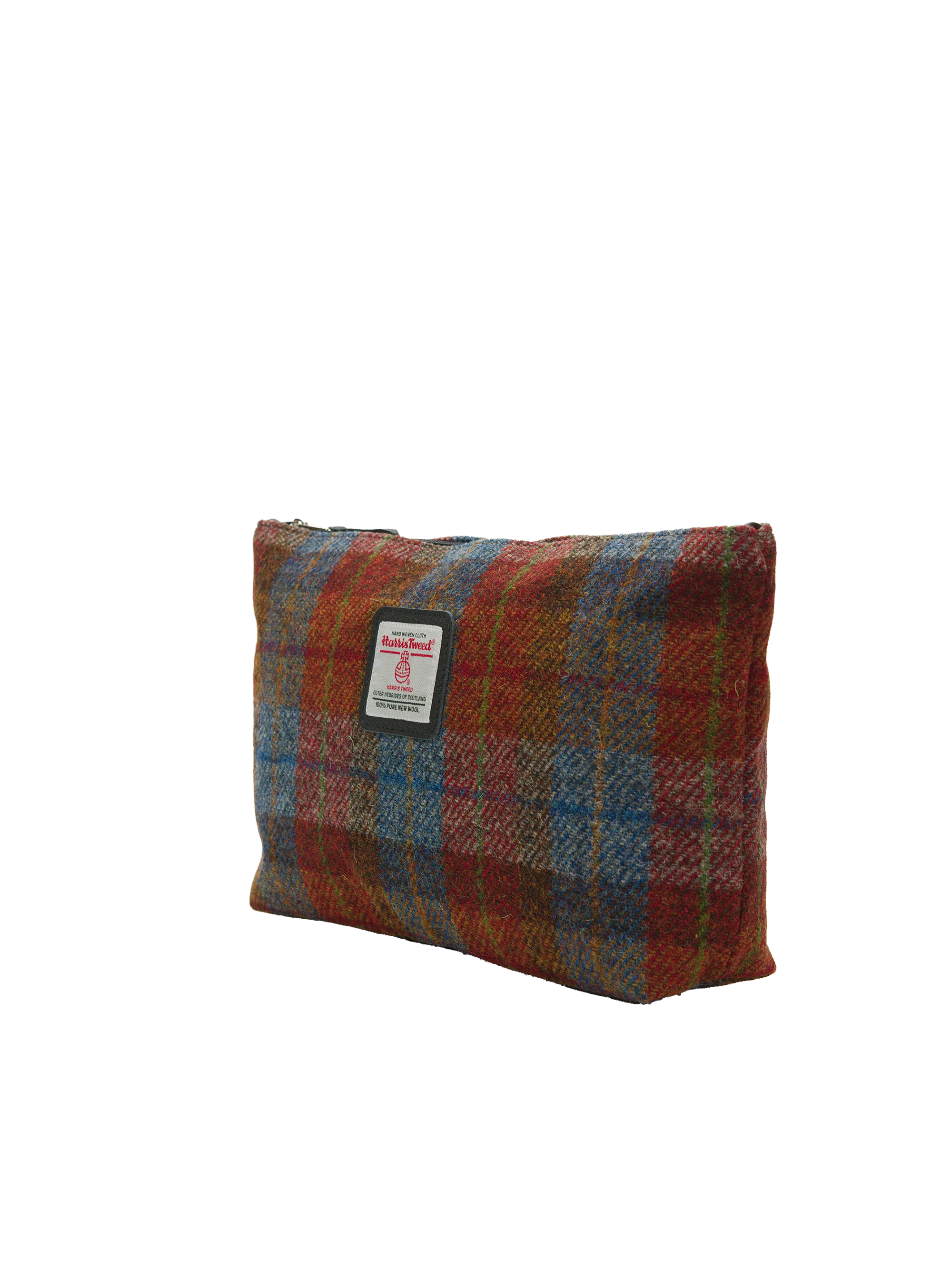 Harris Tweed Toiletries Bag - A0212 (Black Leather) - Image 2