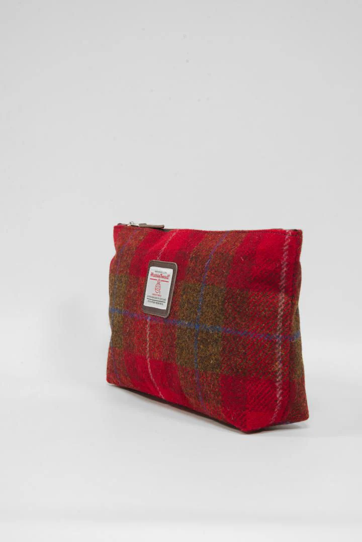 Harris Tweed Toiletries Bag - A001 Brown Leather - Image 2