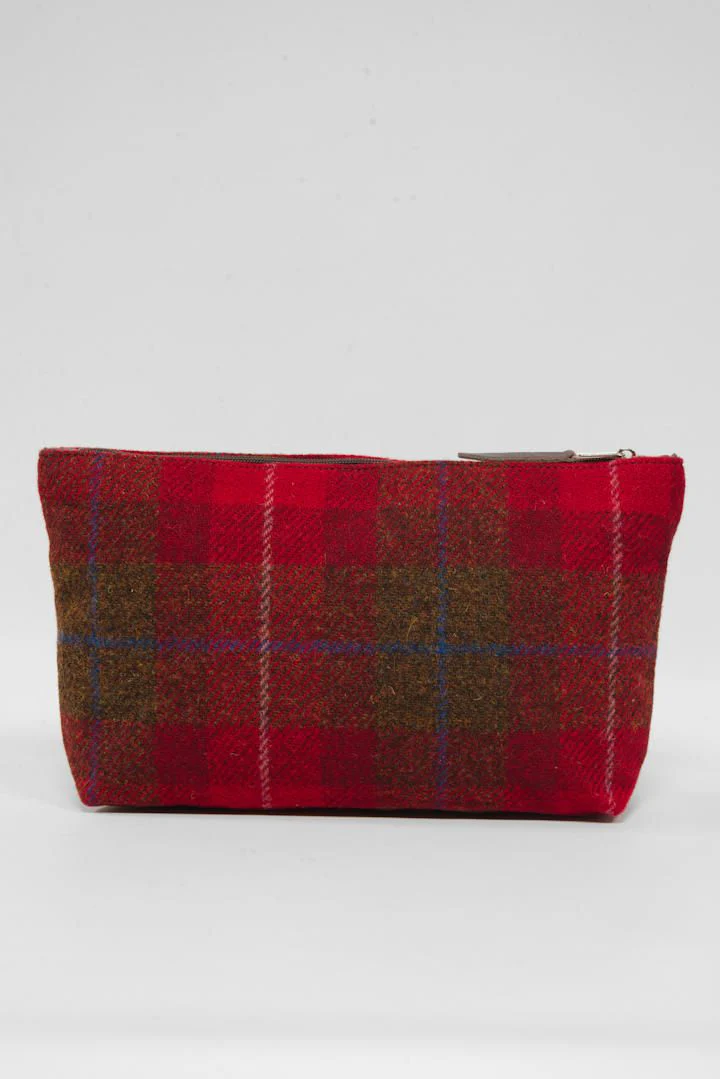Harris Tweed Toiletries Bag - A001 Brown Leather - Image 3
