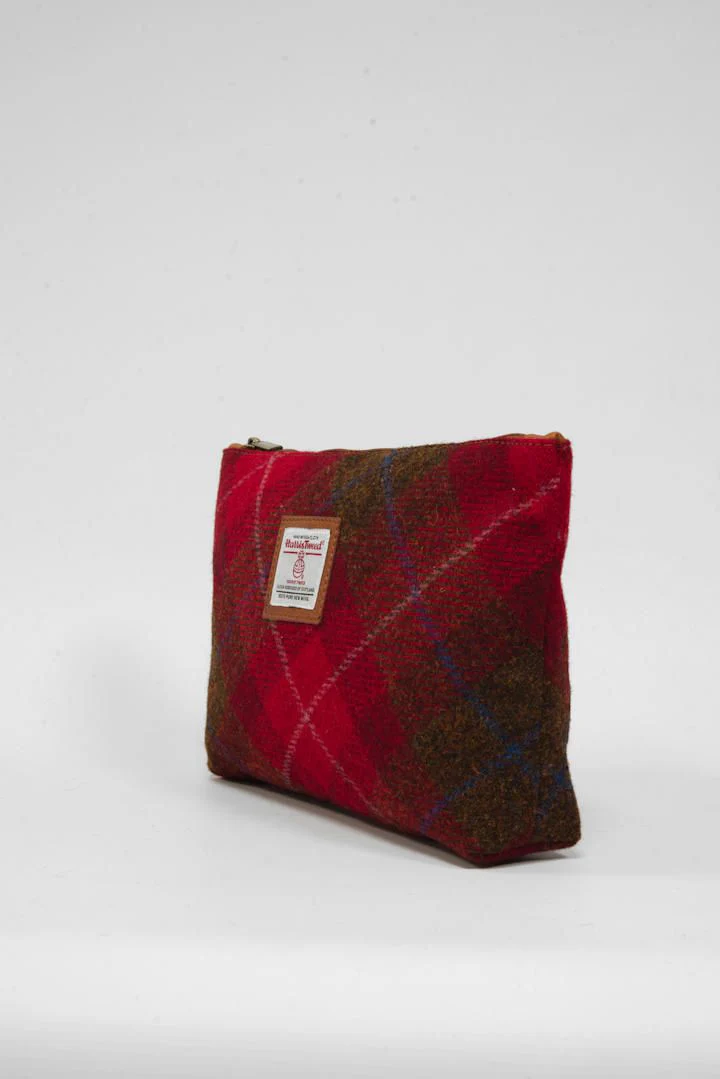 Harris Tweed Toiletries Bag - A001 (C) (Tan Leather) - Image 2