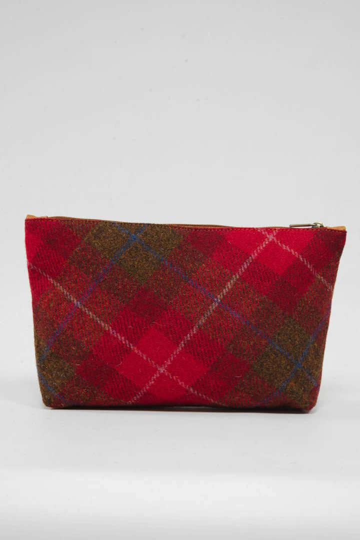 Harris Tweed Toiletries Bag - A001 (C) (Tan Leather) - Image 3