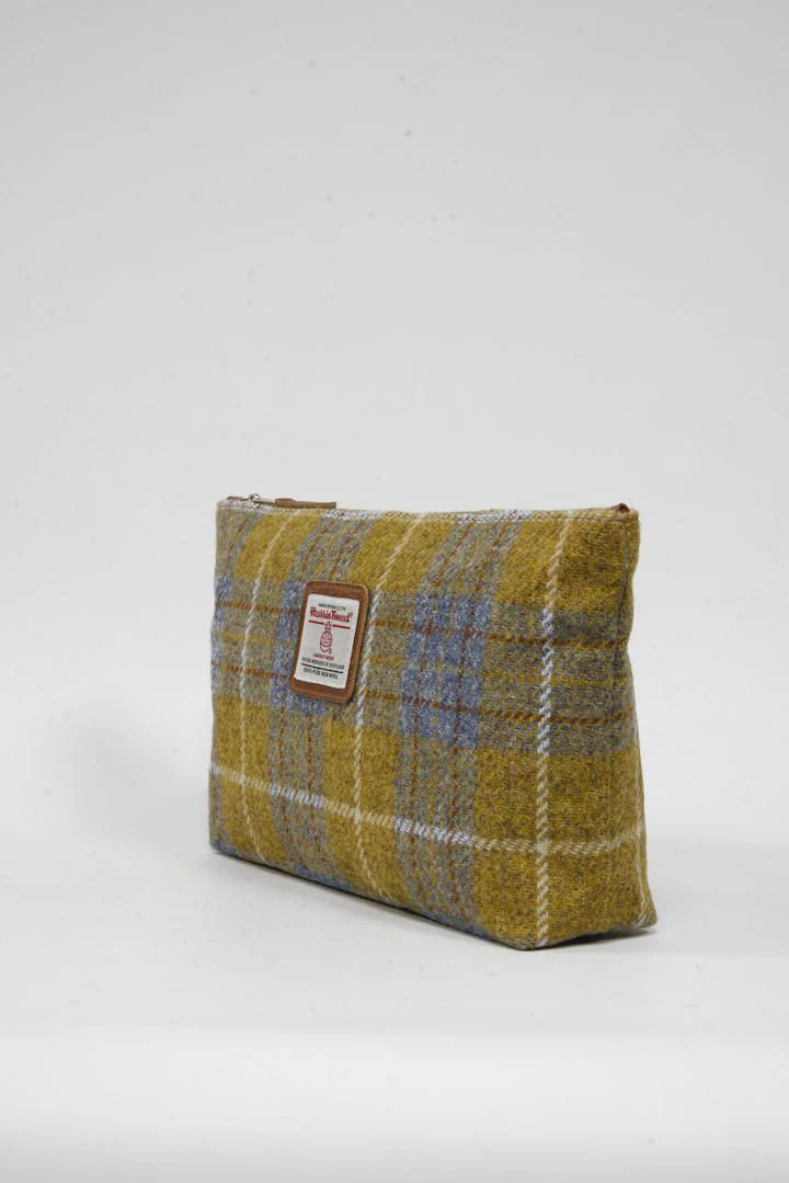 Harris Tweed Toiletries Bag - A0102 (Tan Leather) - Image 2