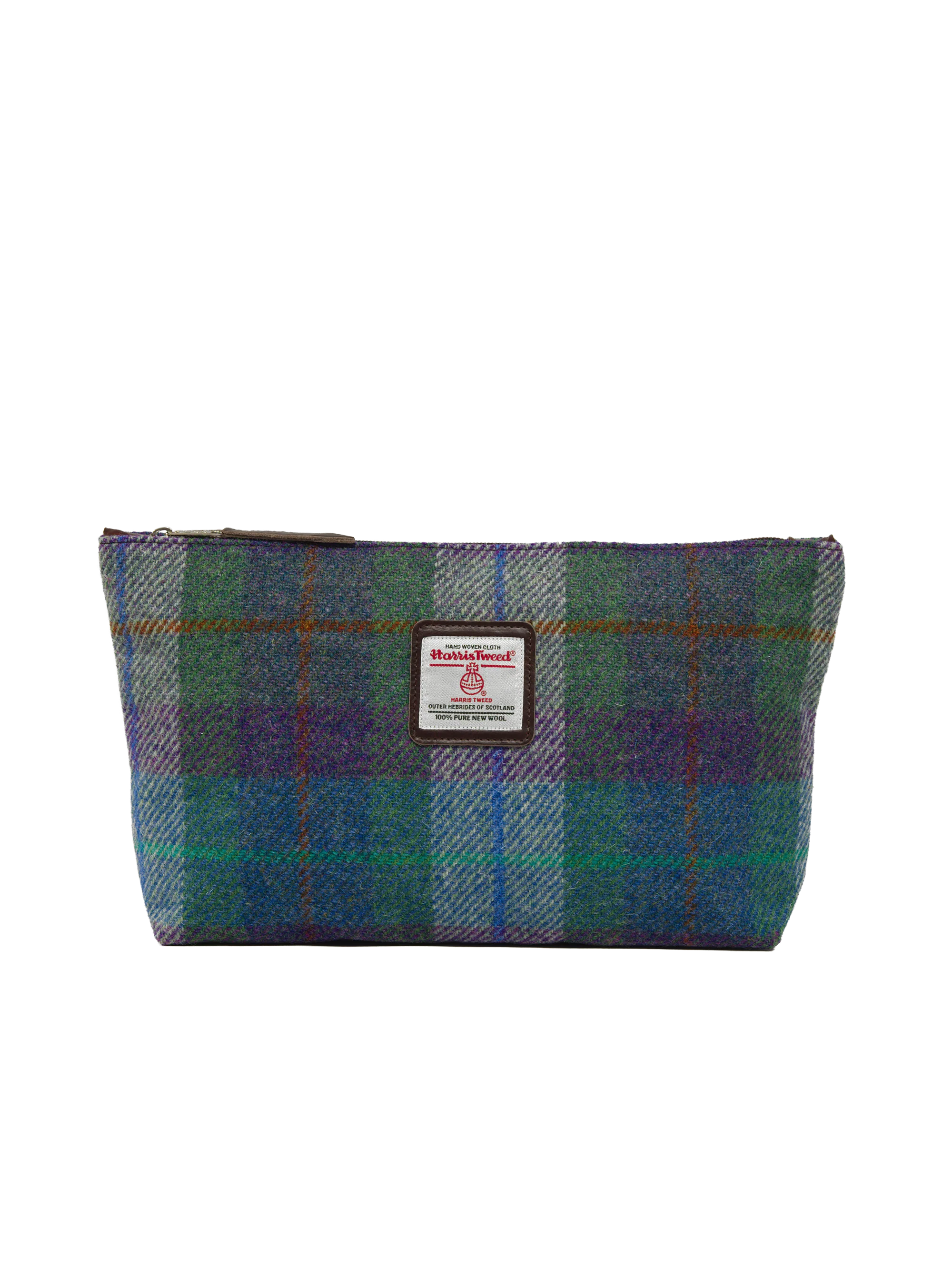 Harris Tweed Toiletries Bag - A0173 Brown Leather