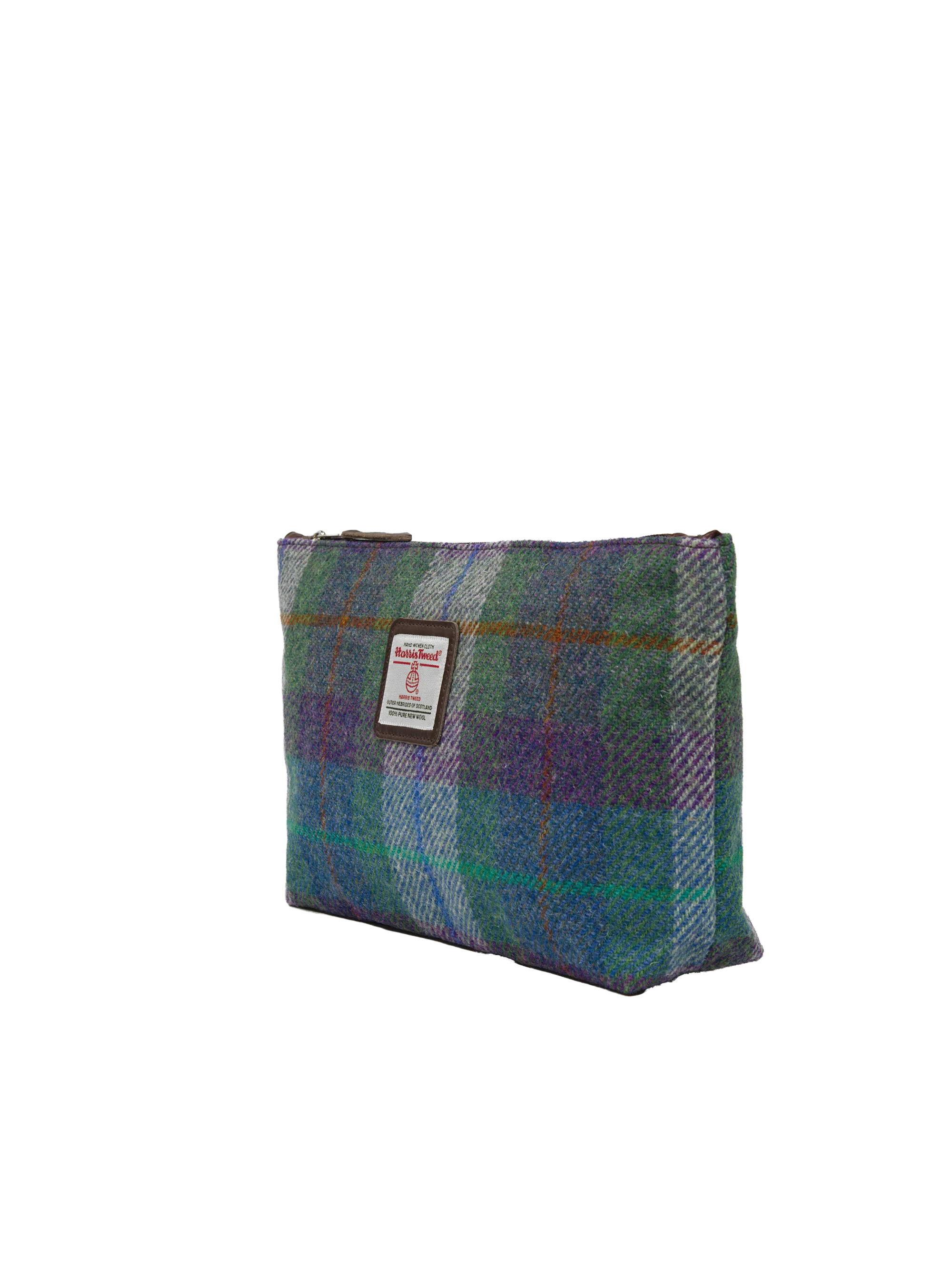 Harris Tweed Toiletries Bag - A0173 Brown Leather - Image 2