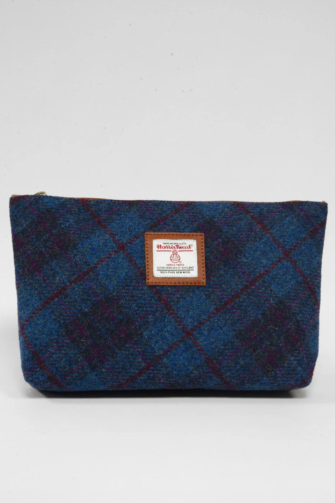 Harris Tweed Toiletries Bag - A0174 (C) (Tan Leather)