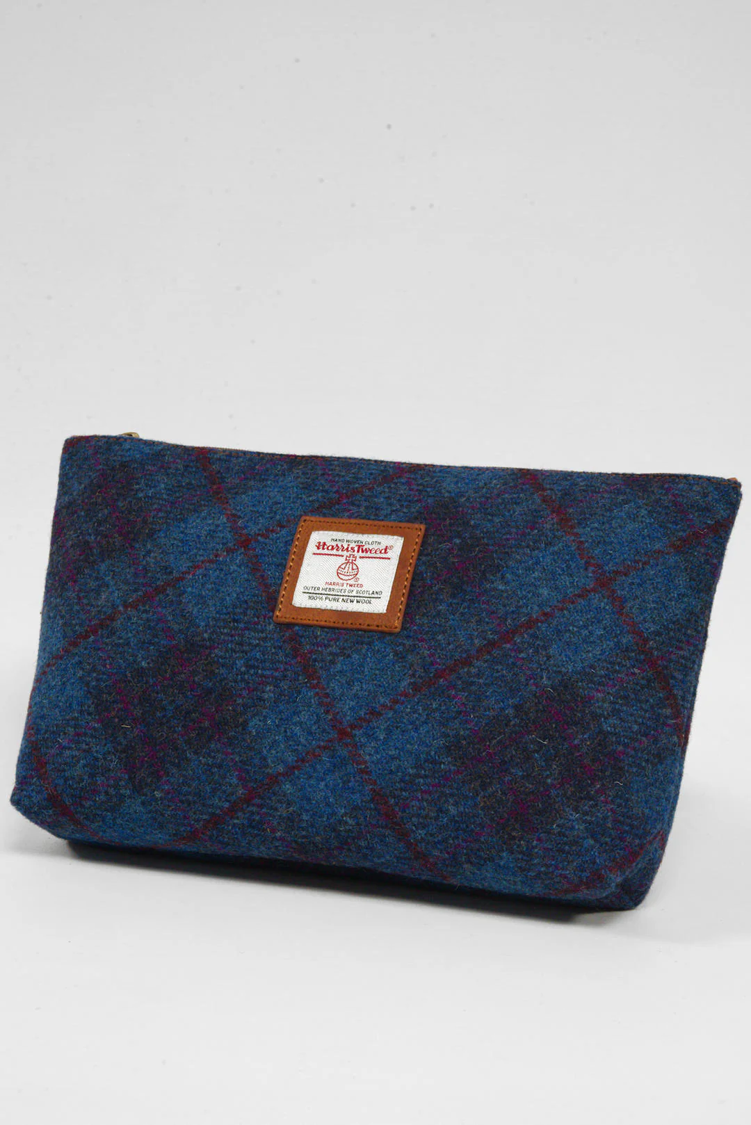 Harris Tweed Toiletries Bag - A0174 (C) (Tan Leather) - Image 2
