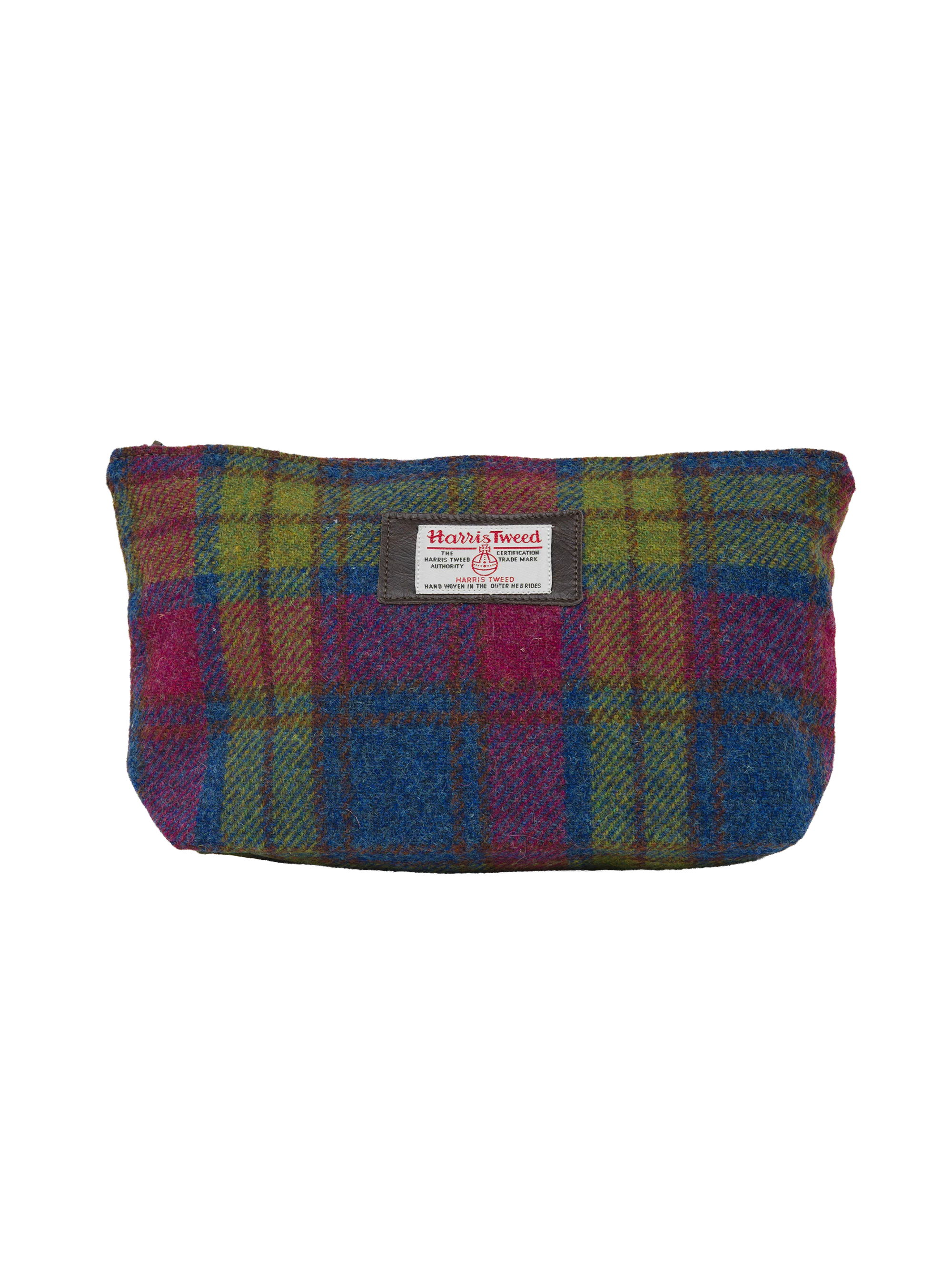 Harris Tweed Toiletries Bag - A0195 (Brown Leather) (OL)