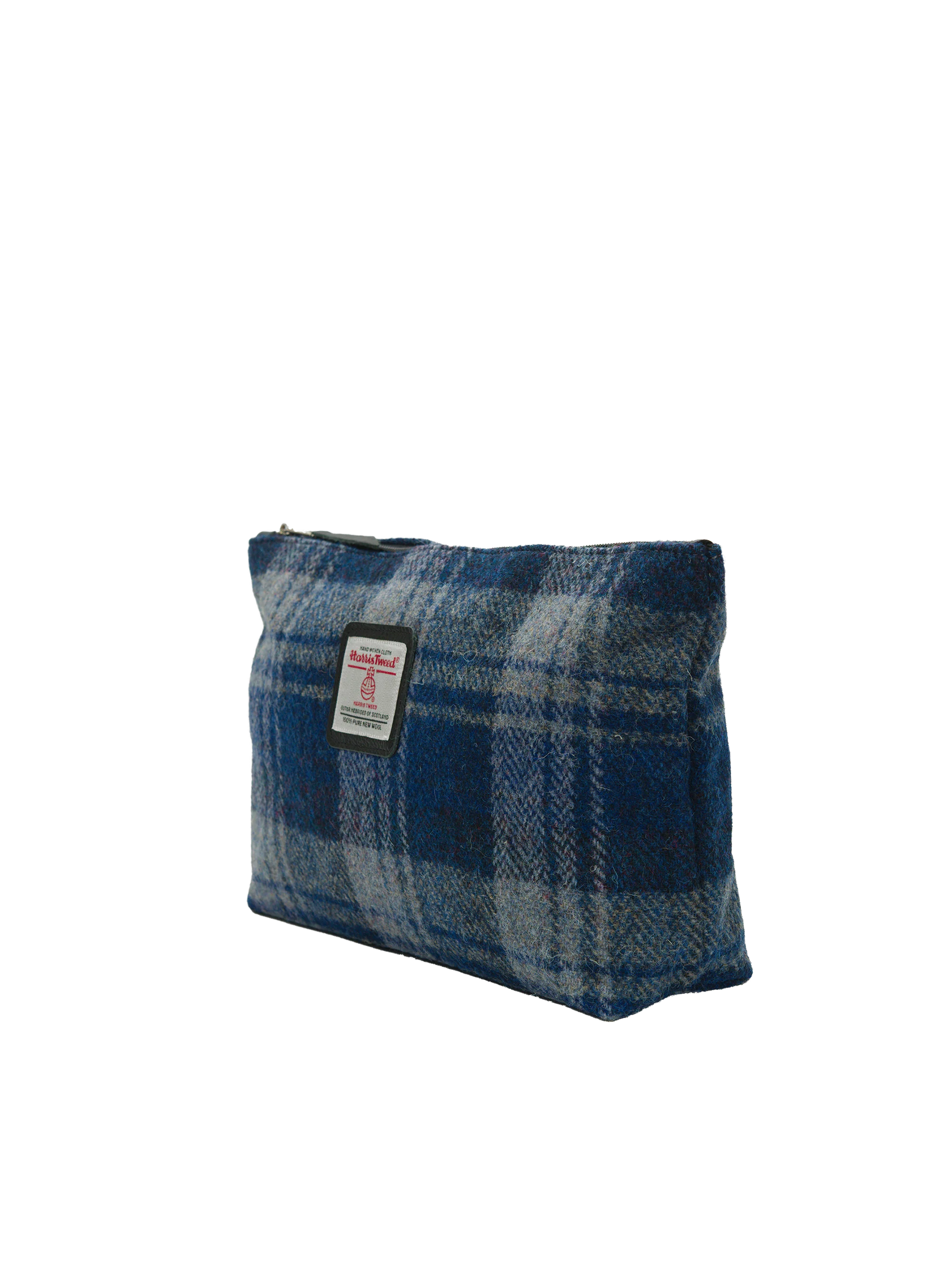Harris Tweed Toiletries Bag - A0237 (Black Leather) - Image 2