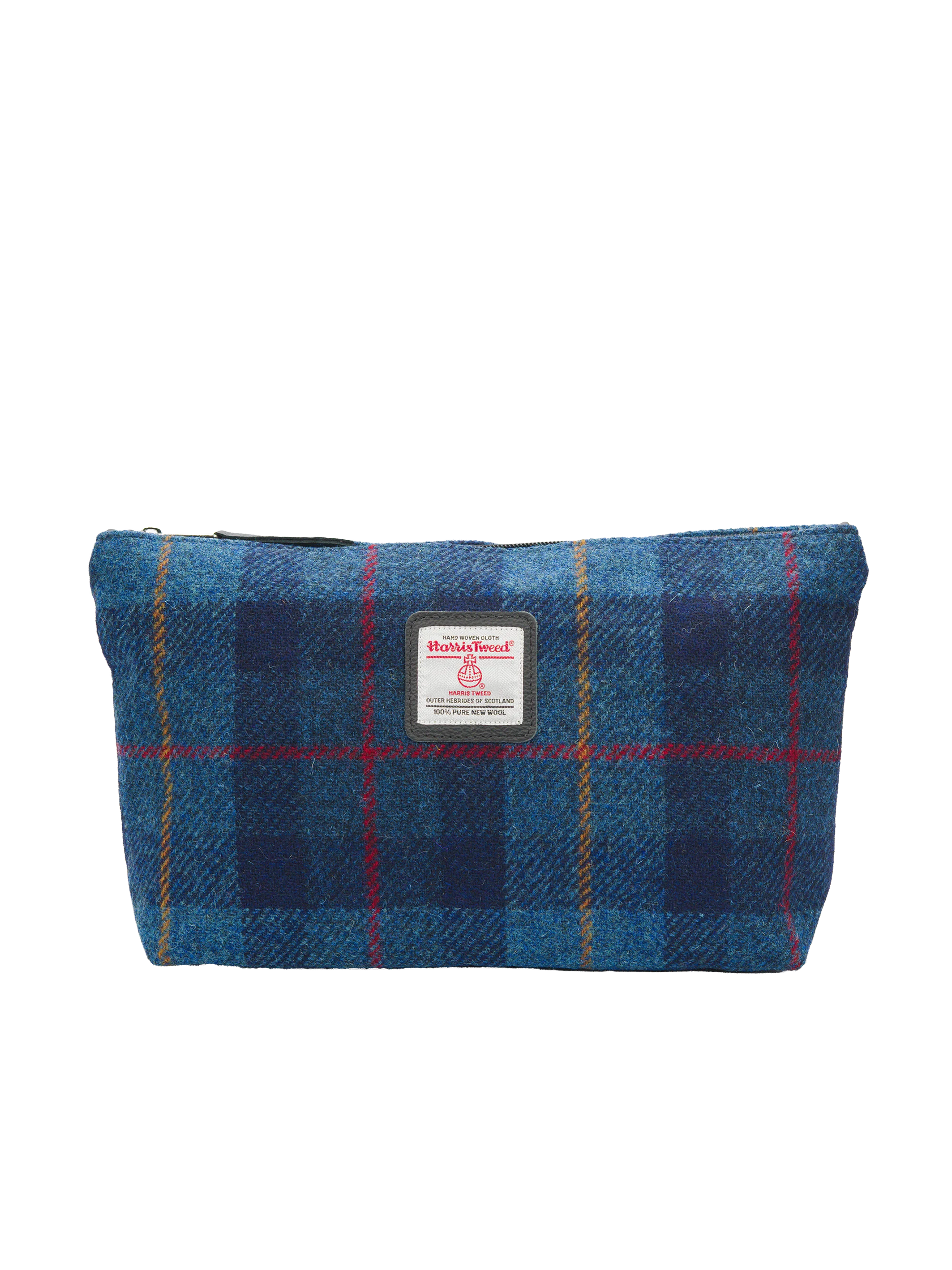 Harris Tweed Toiletries Bag - A075 (Black Leather)