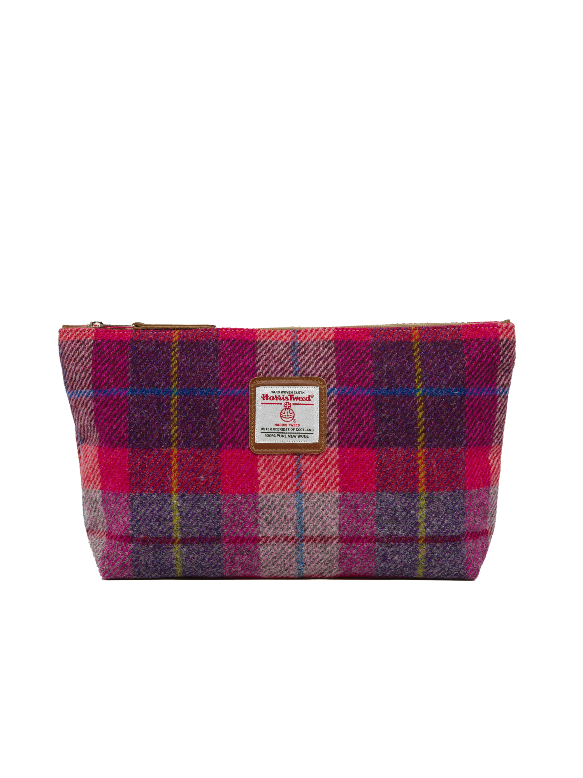 Harris Tweed Toiletries Bag - A088 (Tan Leather)