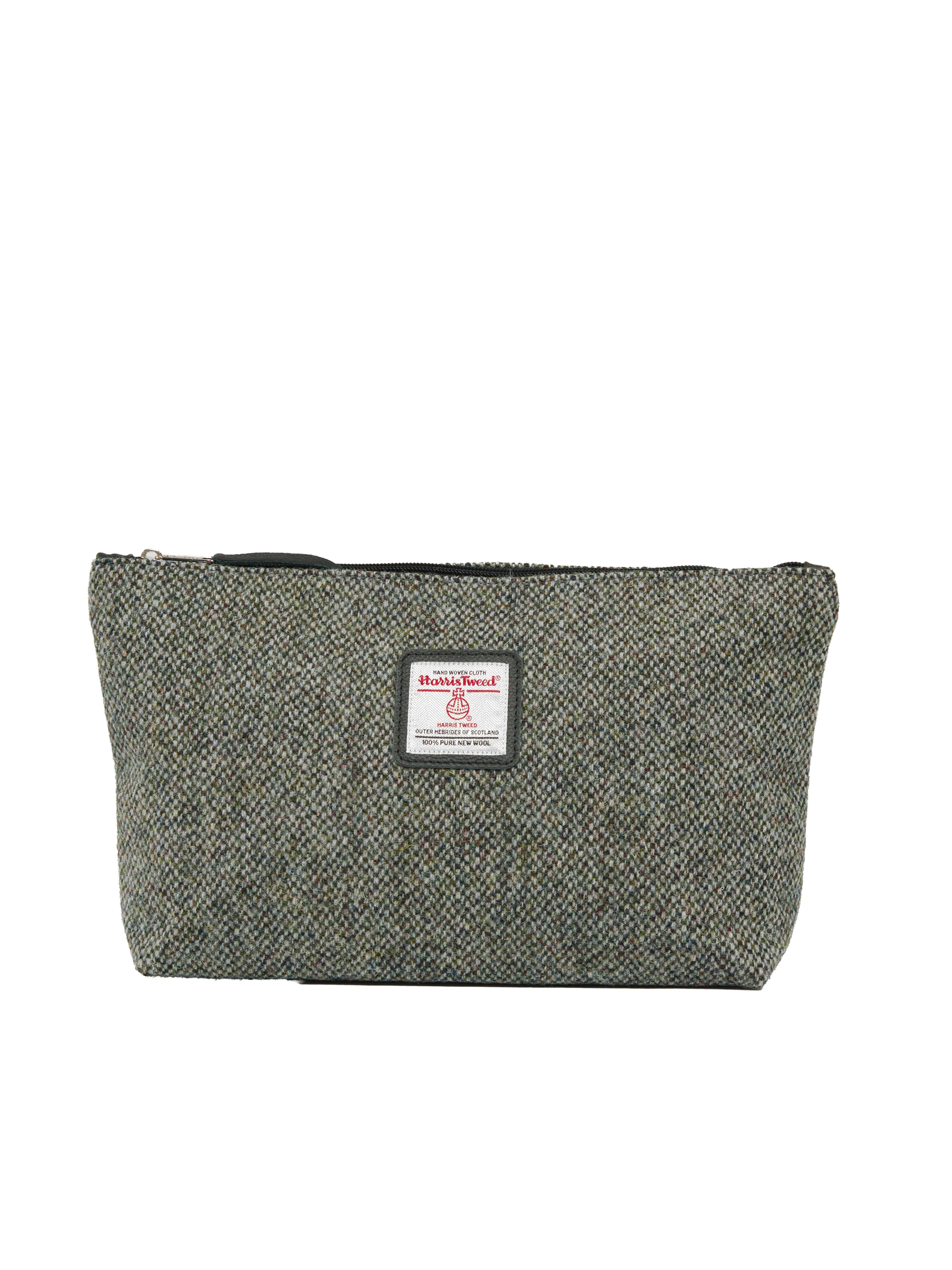 Harris Tweed Toiletries Bag - BC6 (Black Leather)