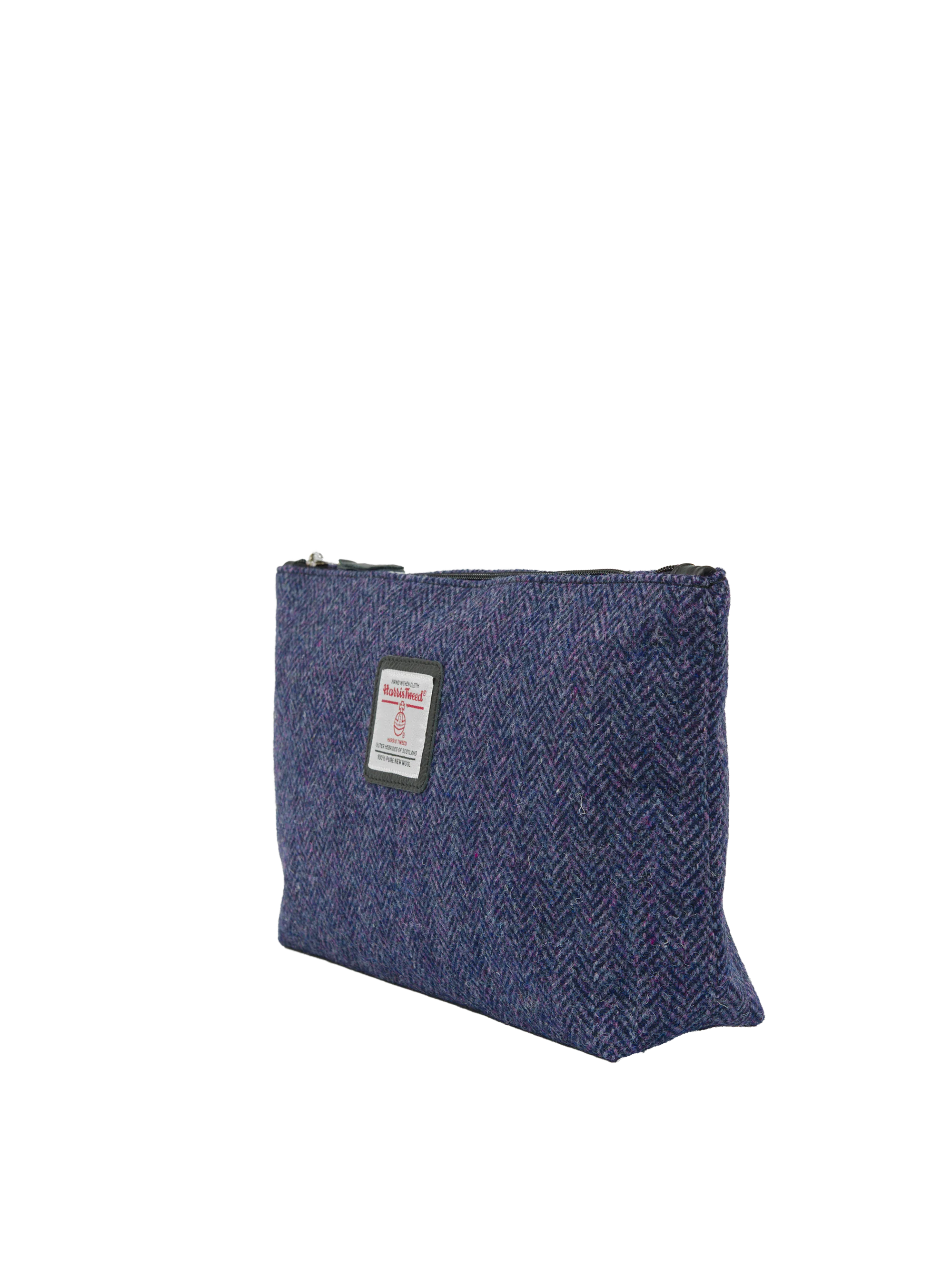 Harris Tweed Toiletries Bag - HB105 (Black Leather) - Image 2