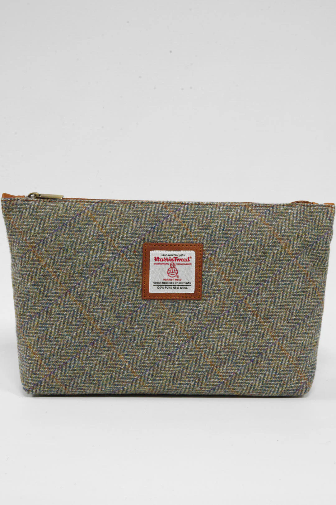 Harris Tweed Toiletries Bag - HB107(C) Tan Leather