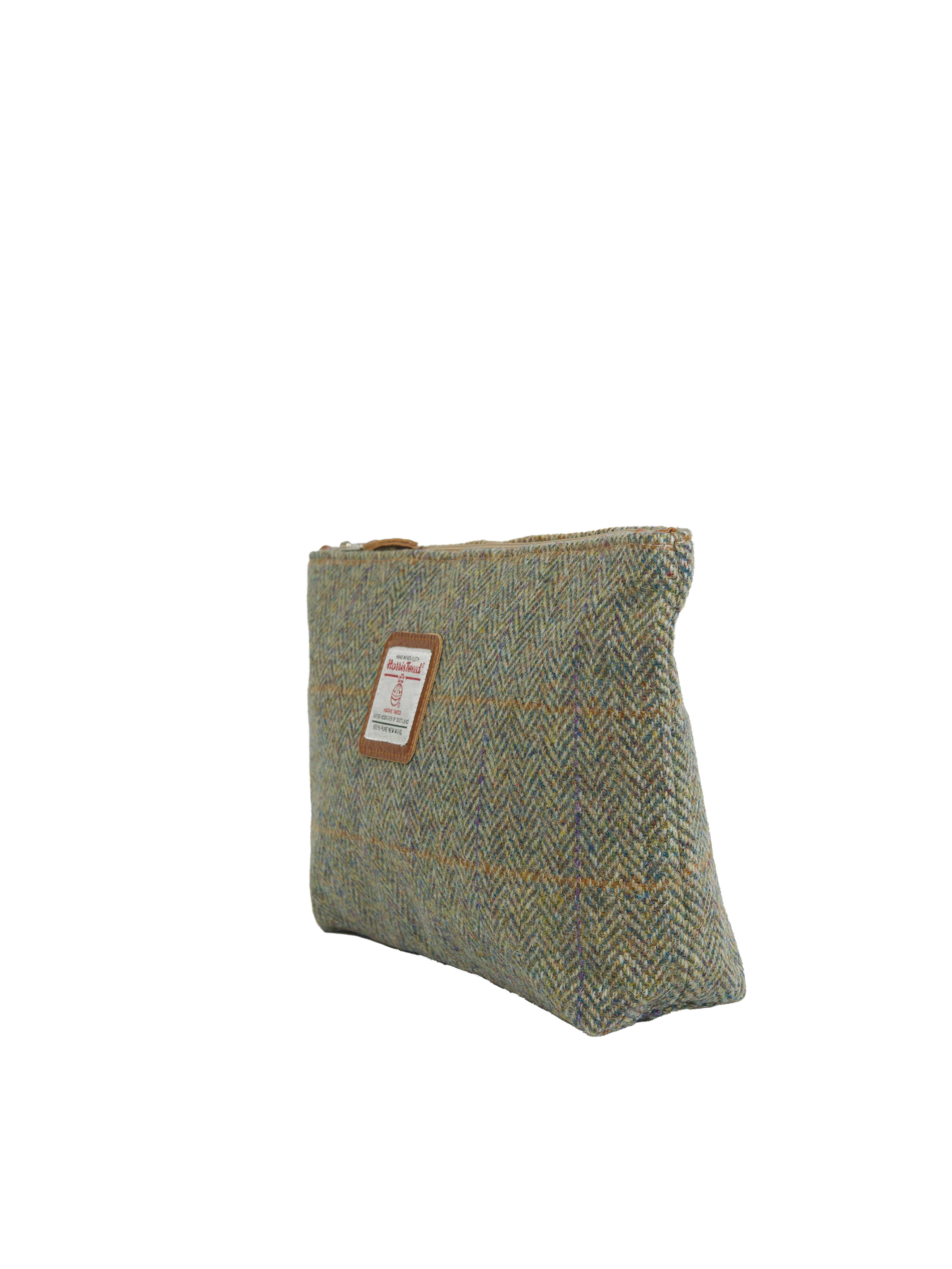 Harris Tweed Toiletries Bag - HB107 (Tan Leather) - Image 2