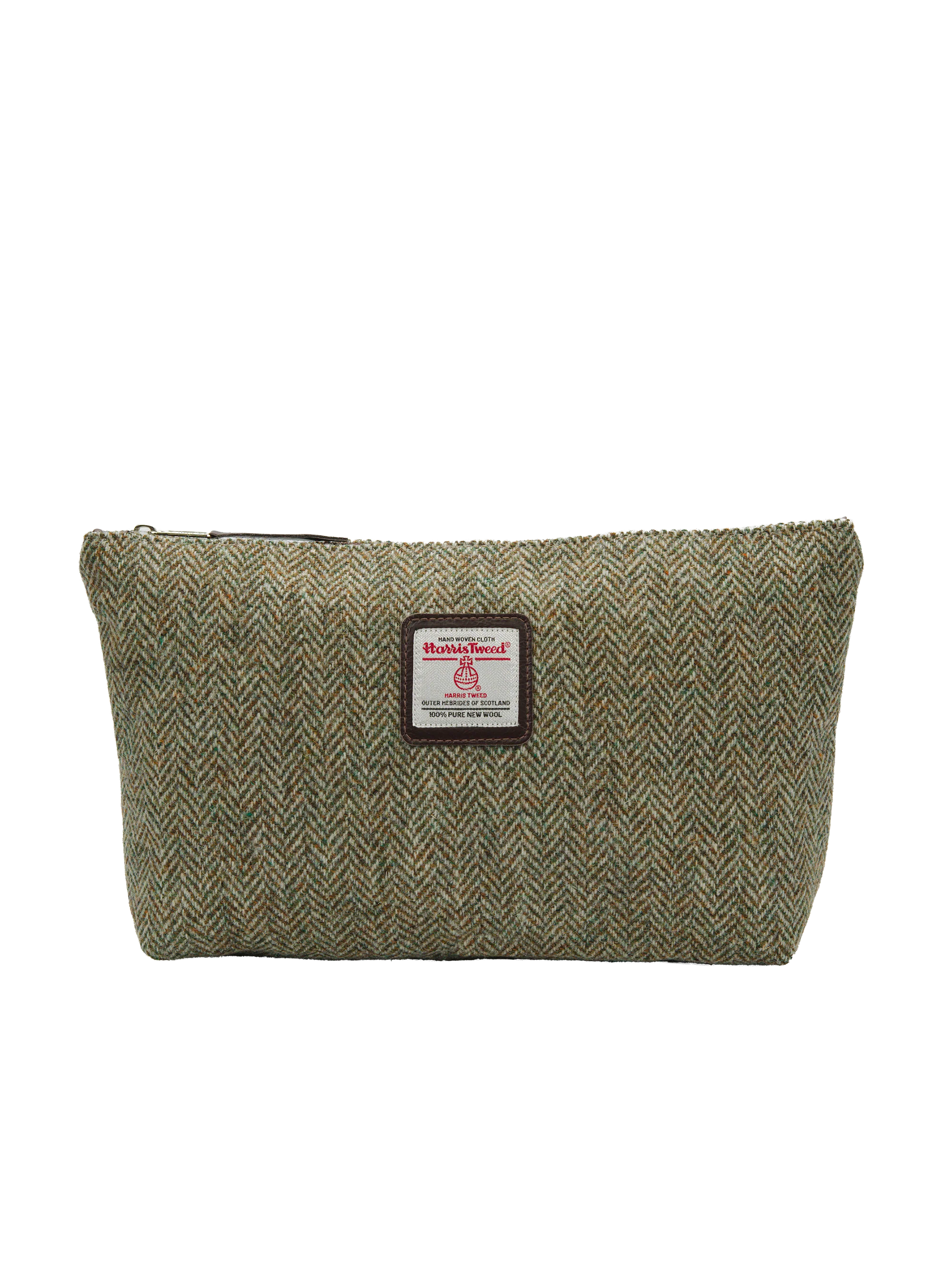 Harris Tweed Toiletries Bag - HB52 (Brown Leather)
