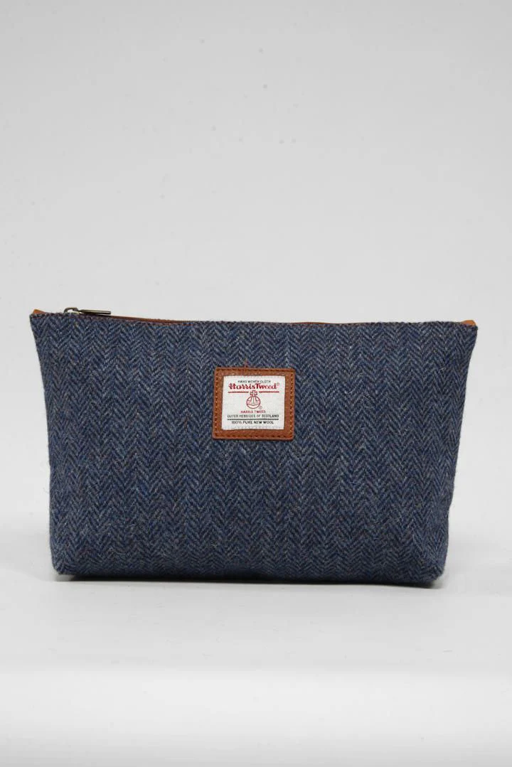 Harris Tweed Toiletries Bag - HB81 (Tan Leather)
