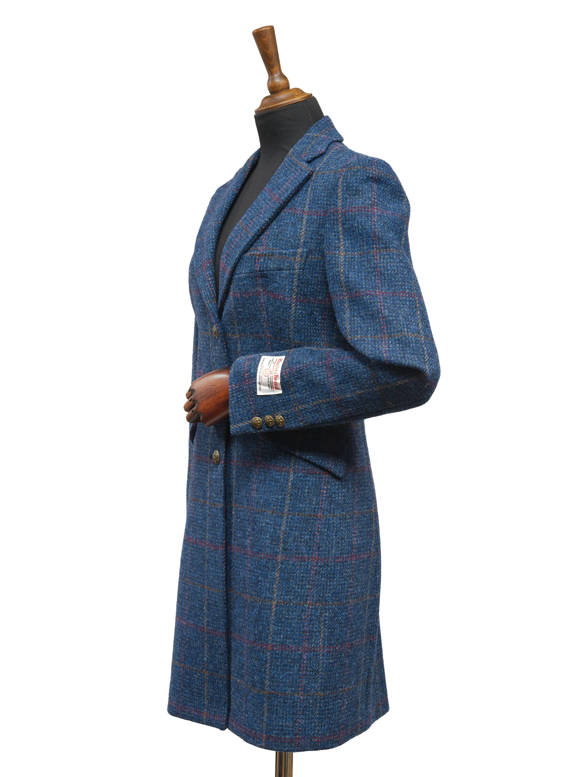 Harris Tweed Tori Coat - Blue Check - Image 3