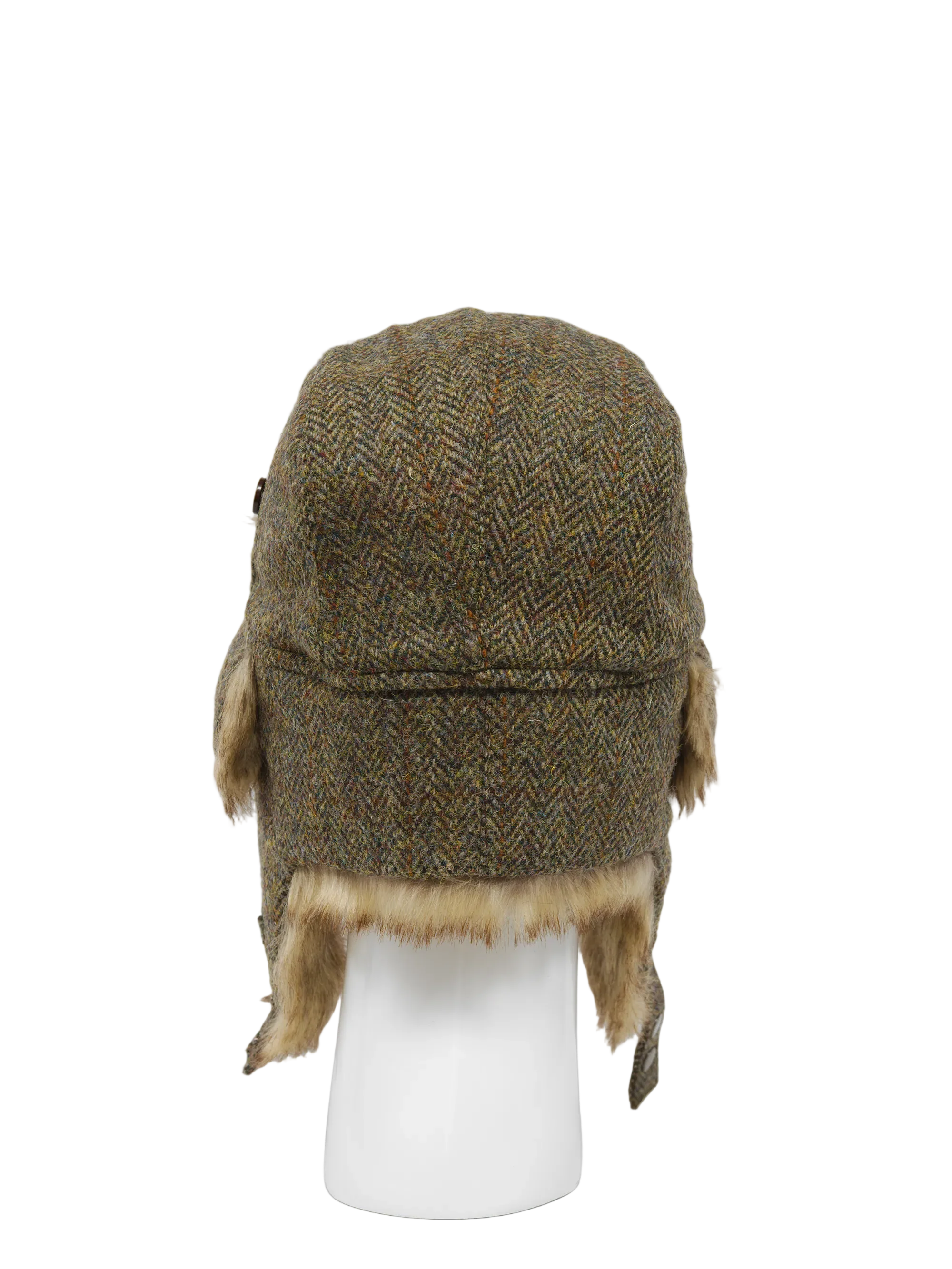 Harris Tweed Trapper Hat - Brown Herringbone w/Overcheck - Image 5