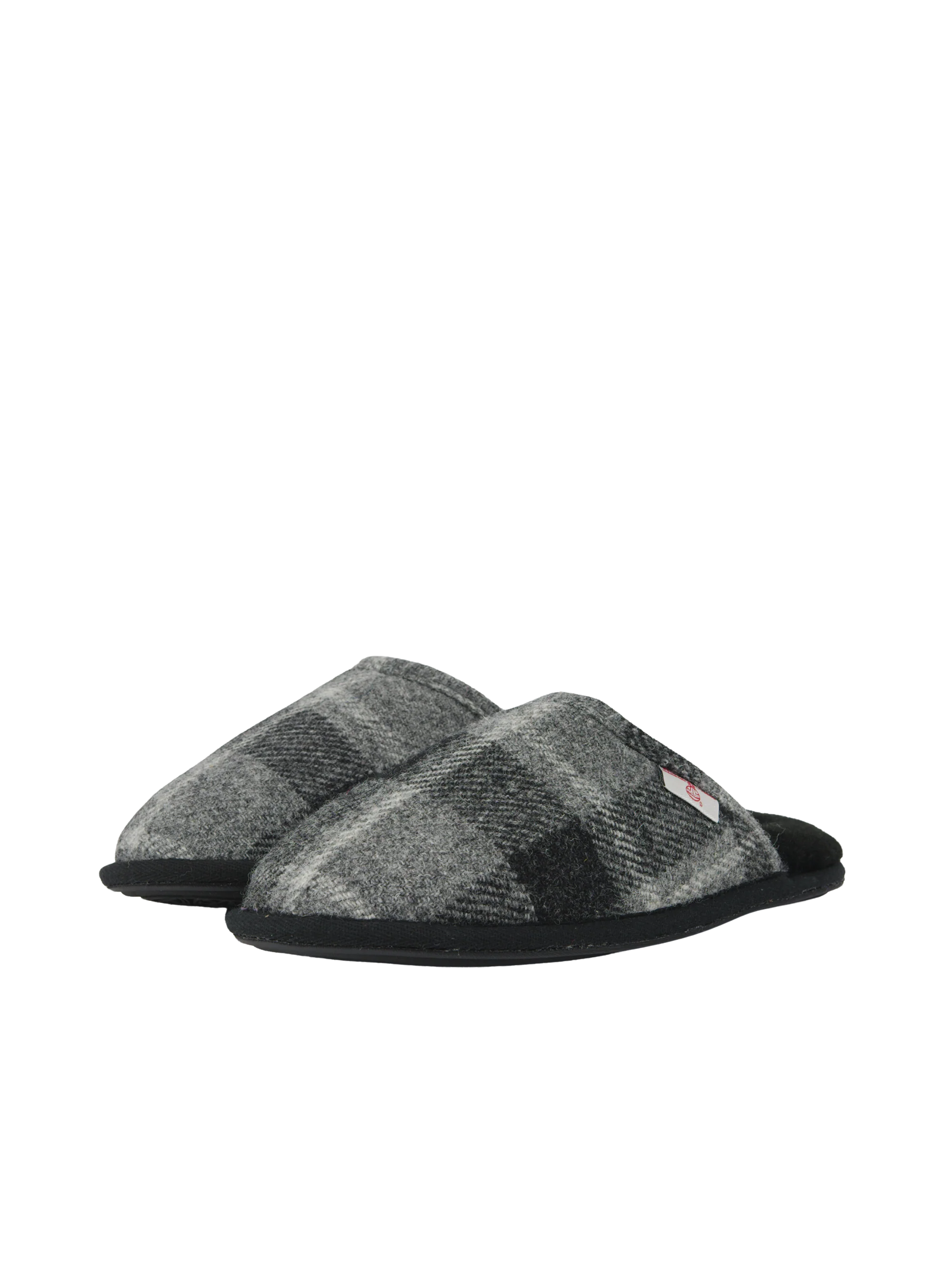 Harris Tweed William Slippers - Black Tartan Check