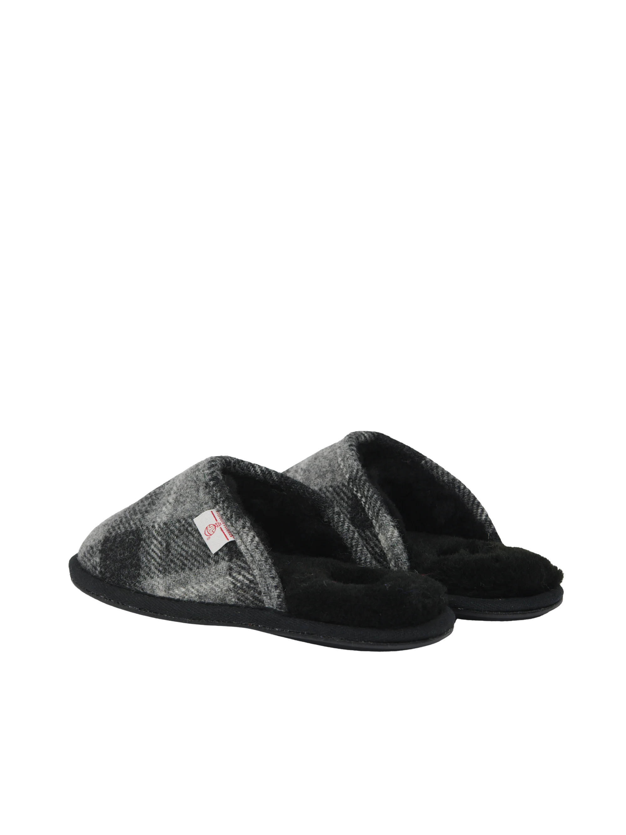 Harris Tweed William Slippers - Black Tartan Check - Image 3