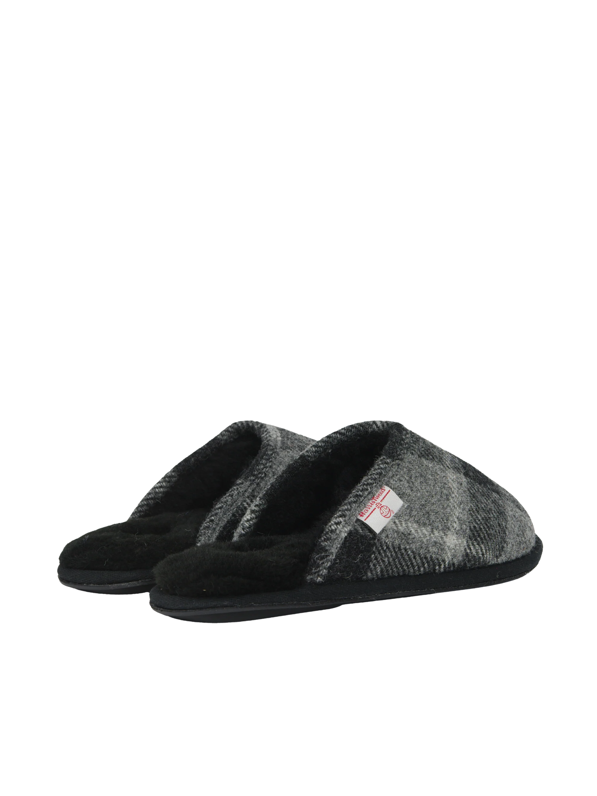 Harris Tweed William Slippers - Black Tartan Check - Image 4