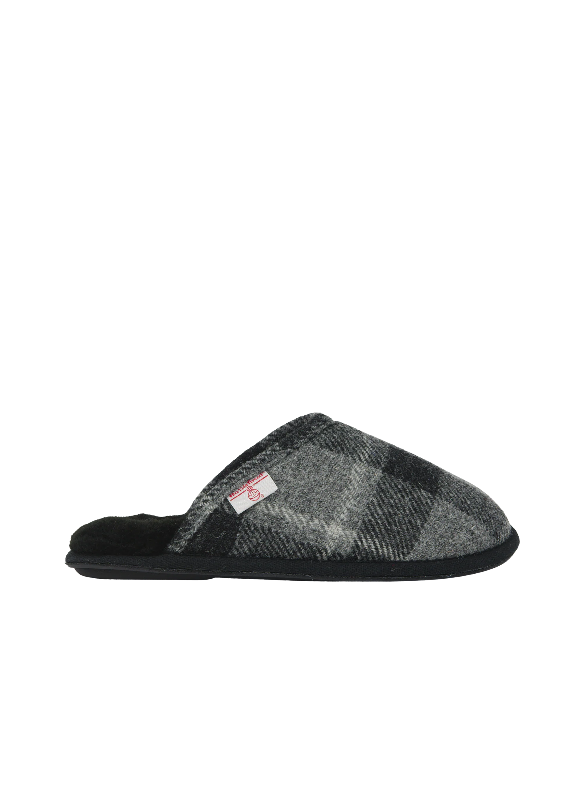 Harris Tweed William Slippers - Black Tartan Check - Image 5
