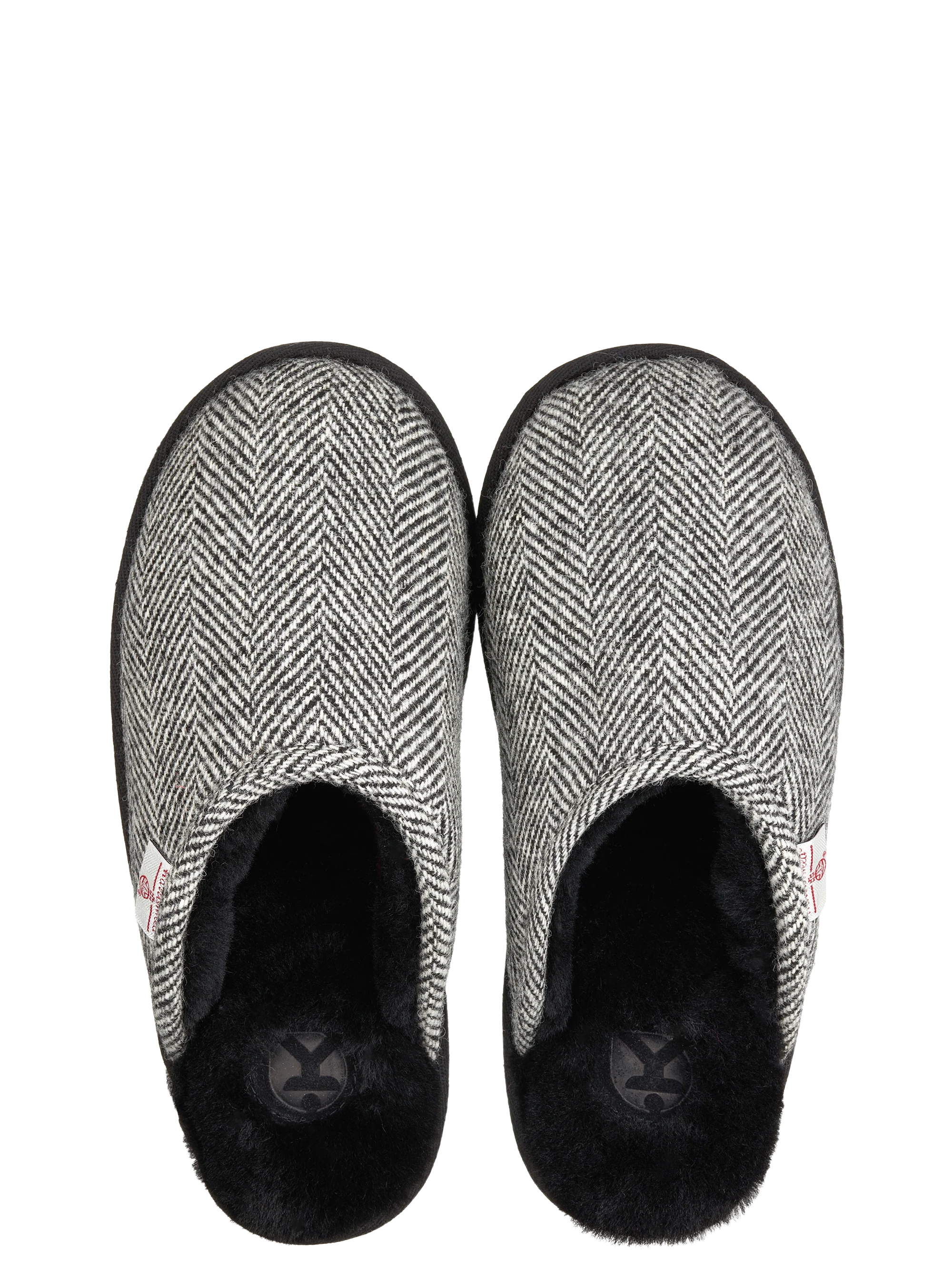Harris Tweed William Slippers - Black/White HB - Image 2