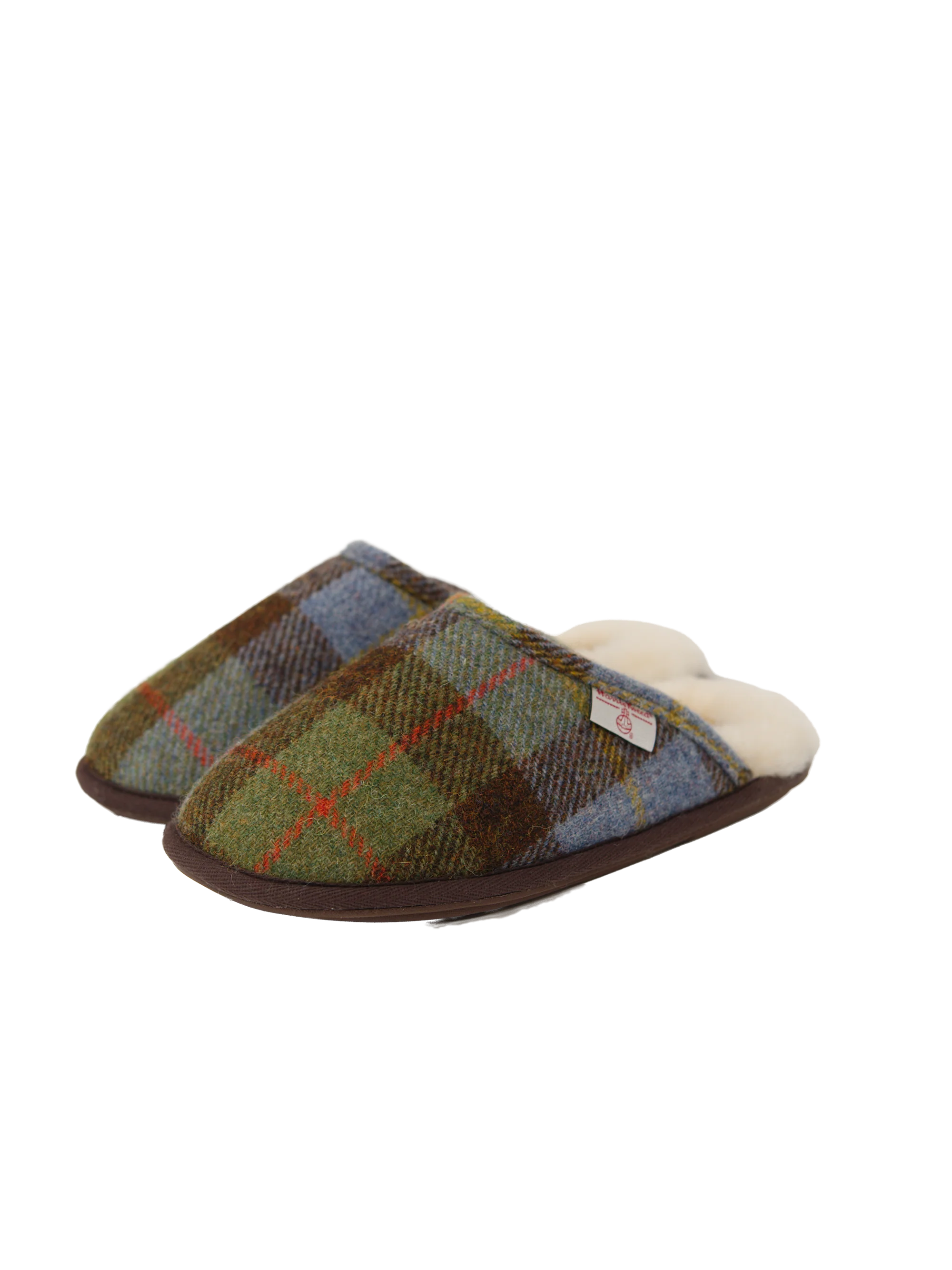 Harris Tweed William Slippers - Chocolate/Green Check