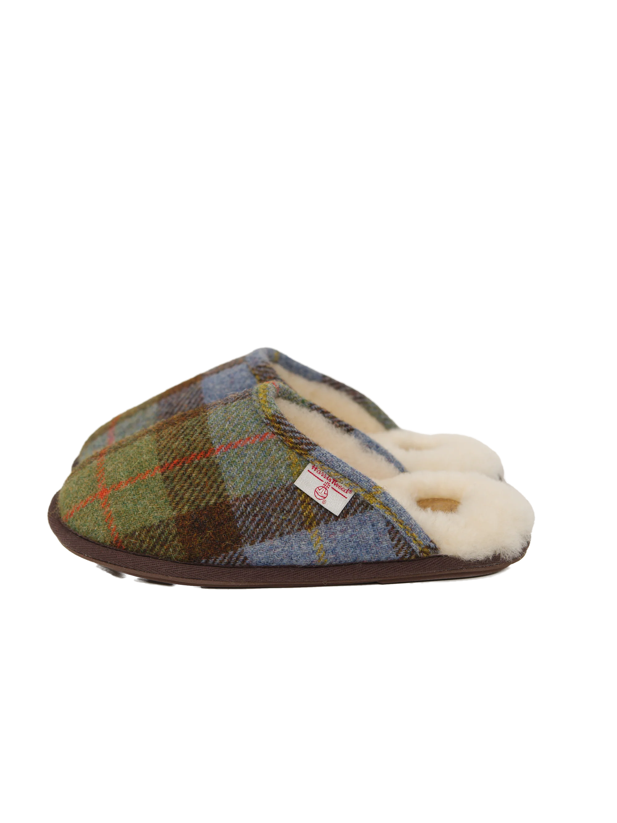 Harris Tweed William Slippers - Chocolate/Green Check - Image 2