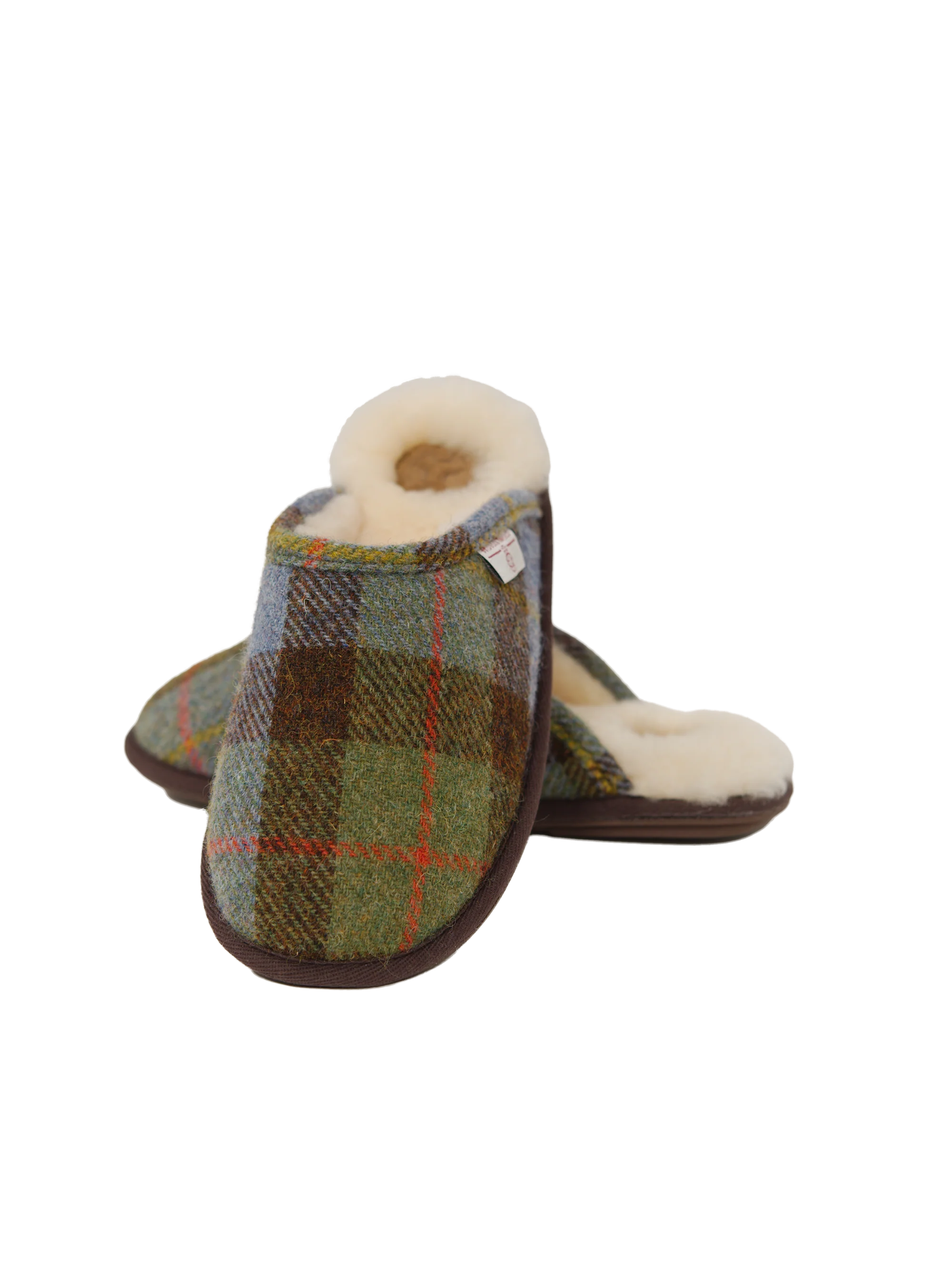 Harris Tweed William Slippers - Chocolate/Green Check - Image 4
