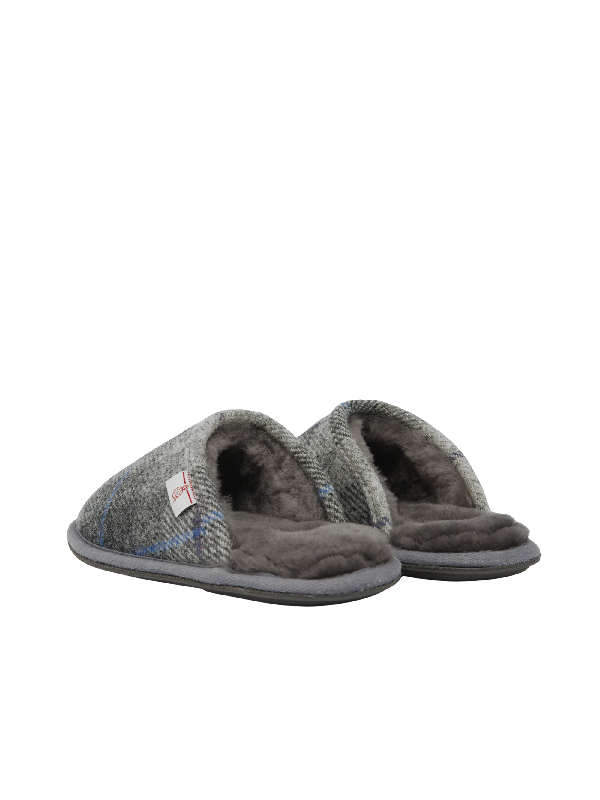 Harris Tweed William Slippers - Grey/Charcoal Check (Grey) - Image 3