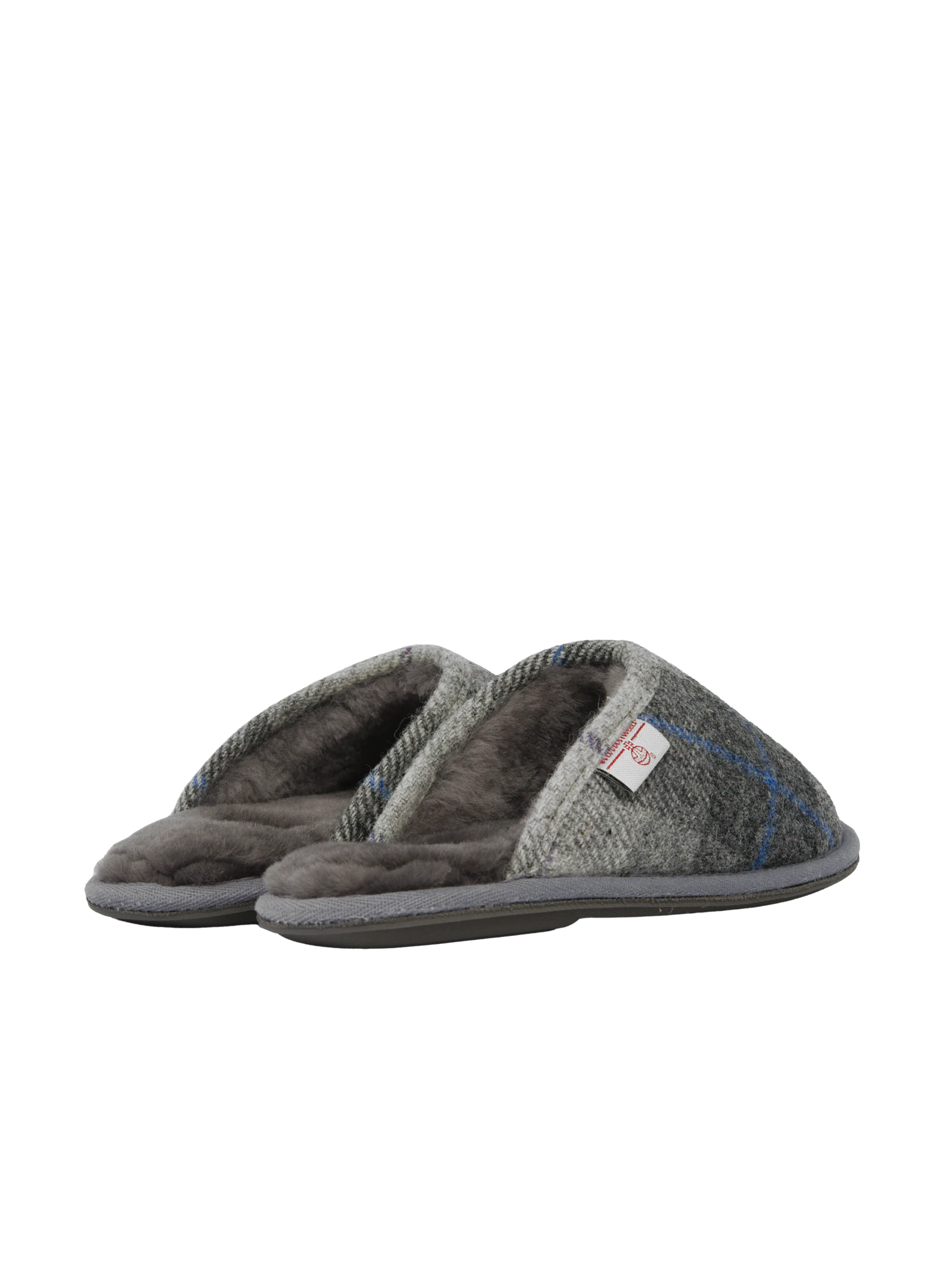 Harris Tweed William Slippers - Grey/Charcoal Check (Grey) - Image 4