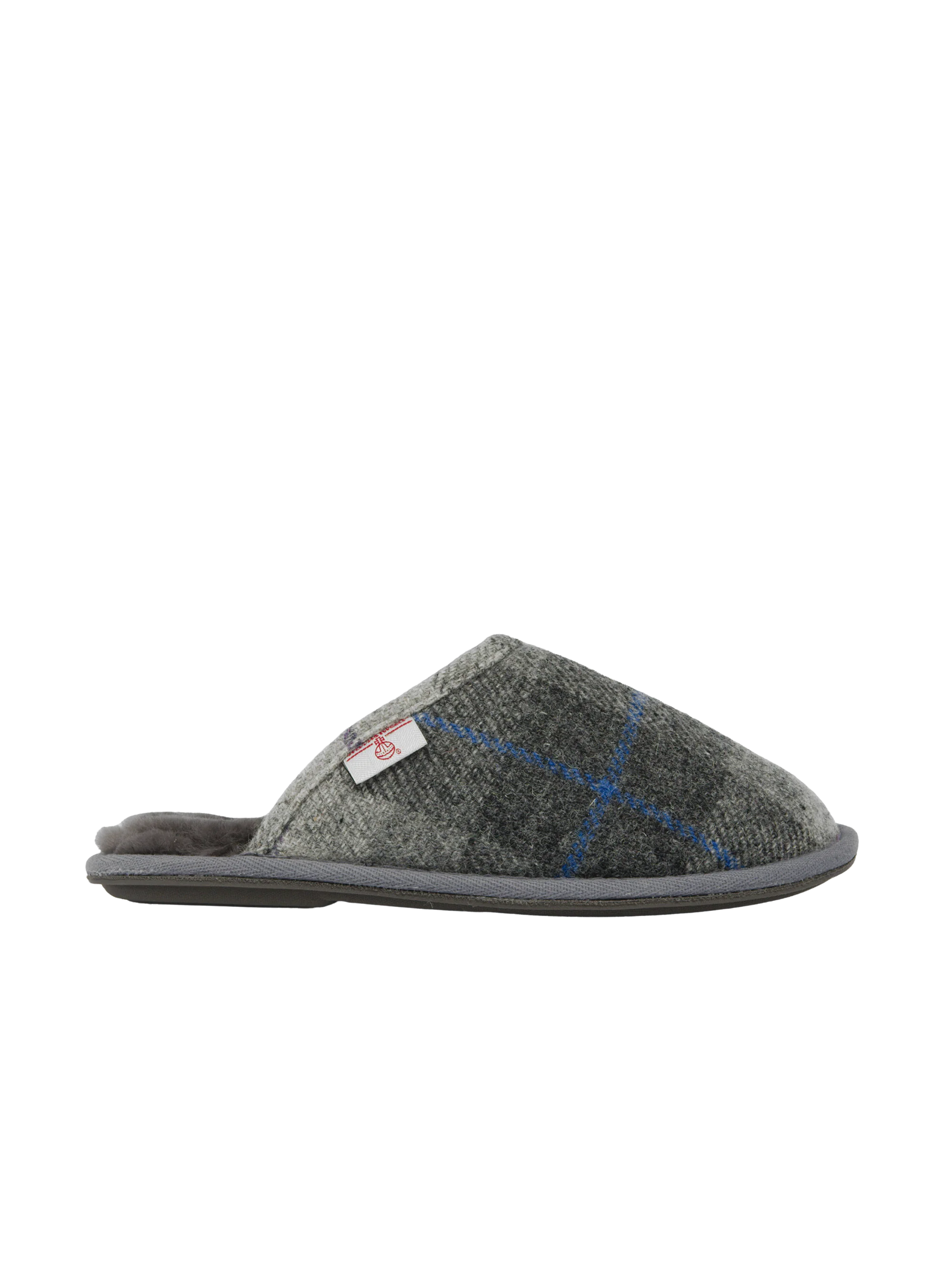Harris Tweed William Slippers - Grey/Charcoal Check (Grey) - Image 5