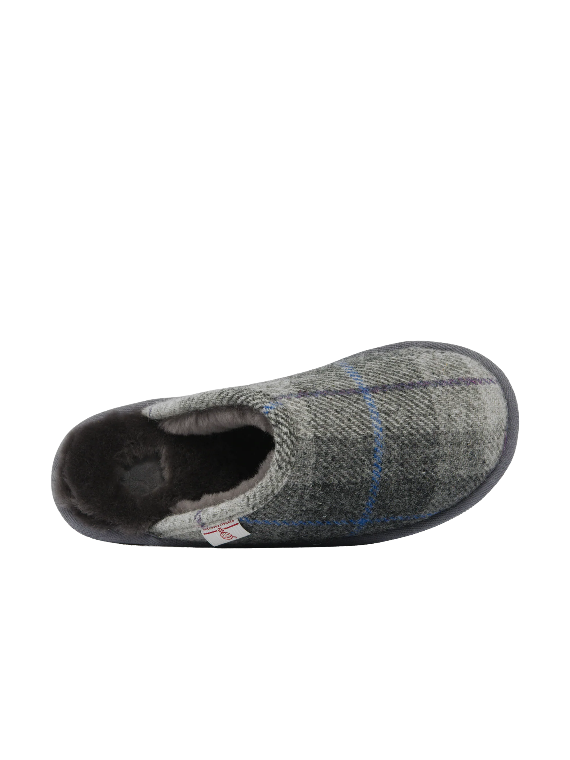 Harris Tweed William Slippers - Grey/Charcoal Check (Grey) - Image 6
