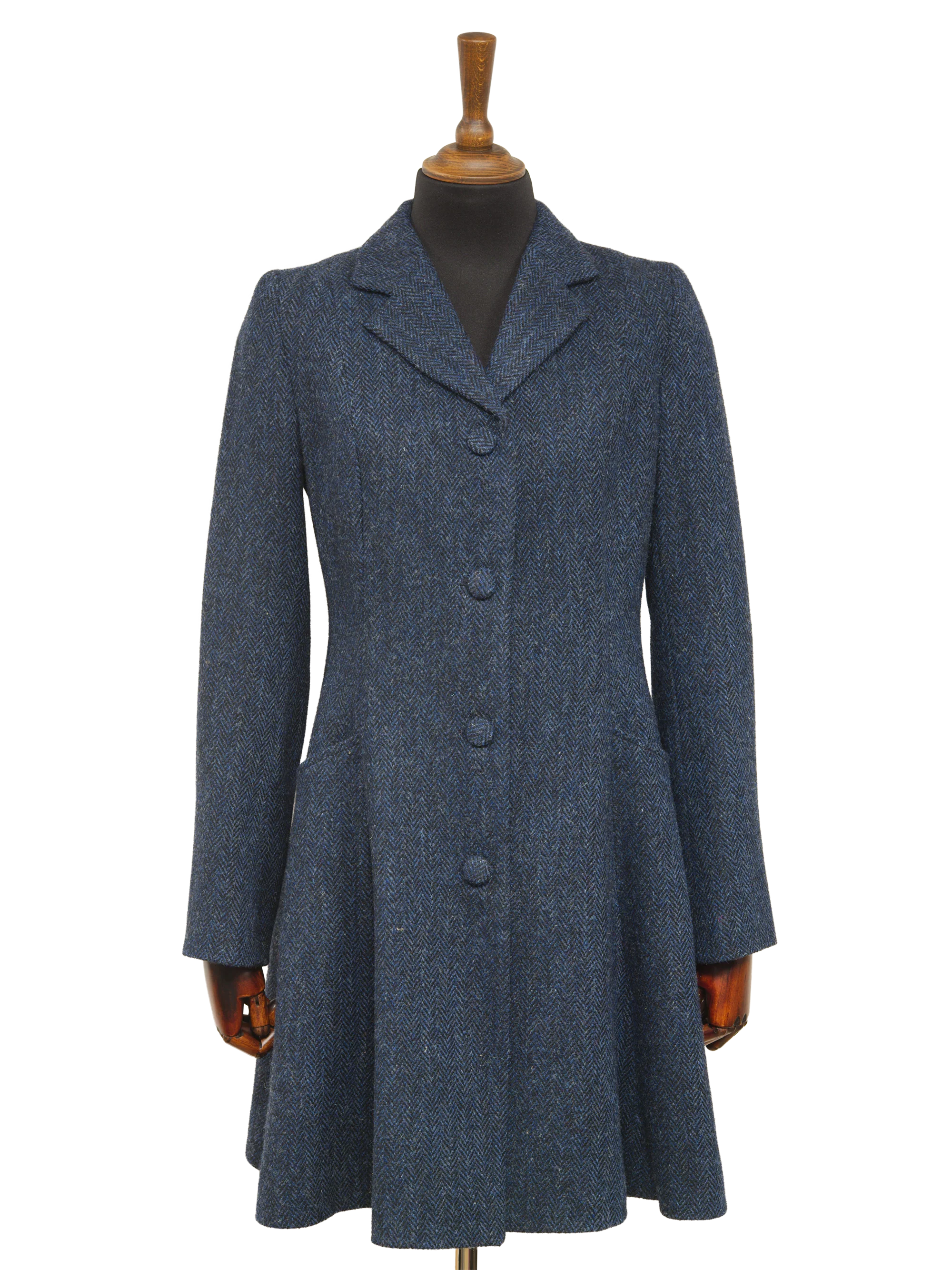Harris Tweed Zoe Coat - Navy Herringbone