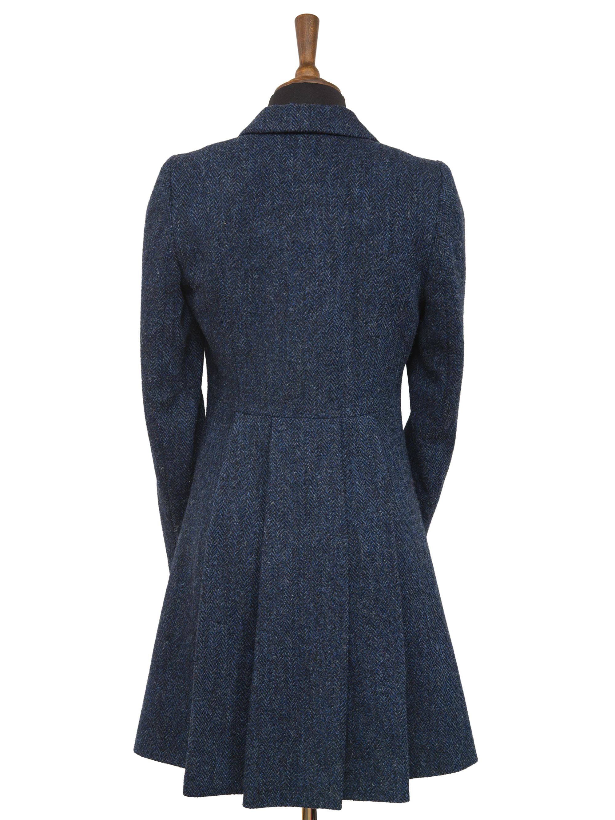 Harris Tweed Zoe Coat - Navy Herringbone - Image 3