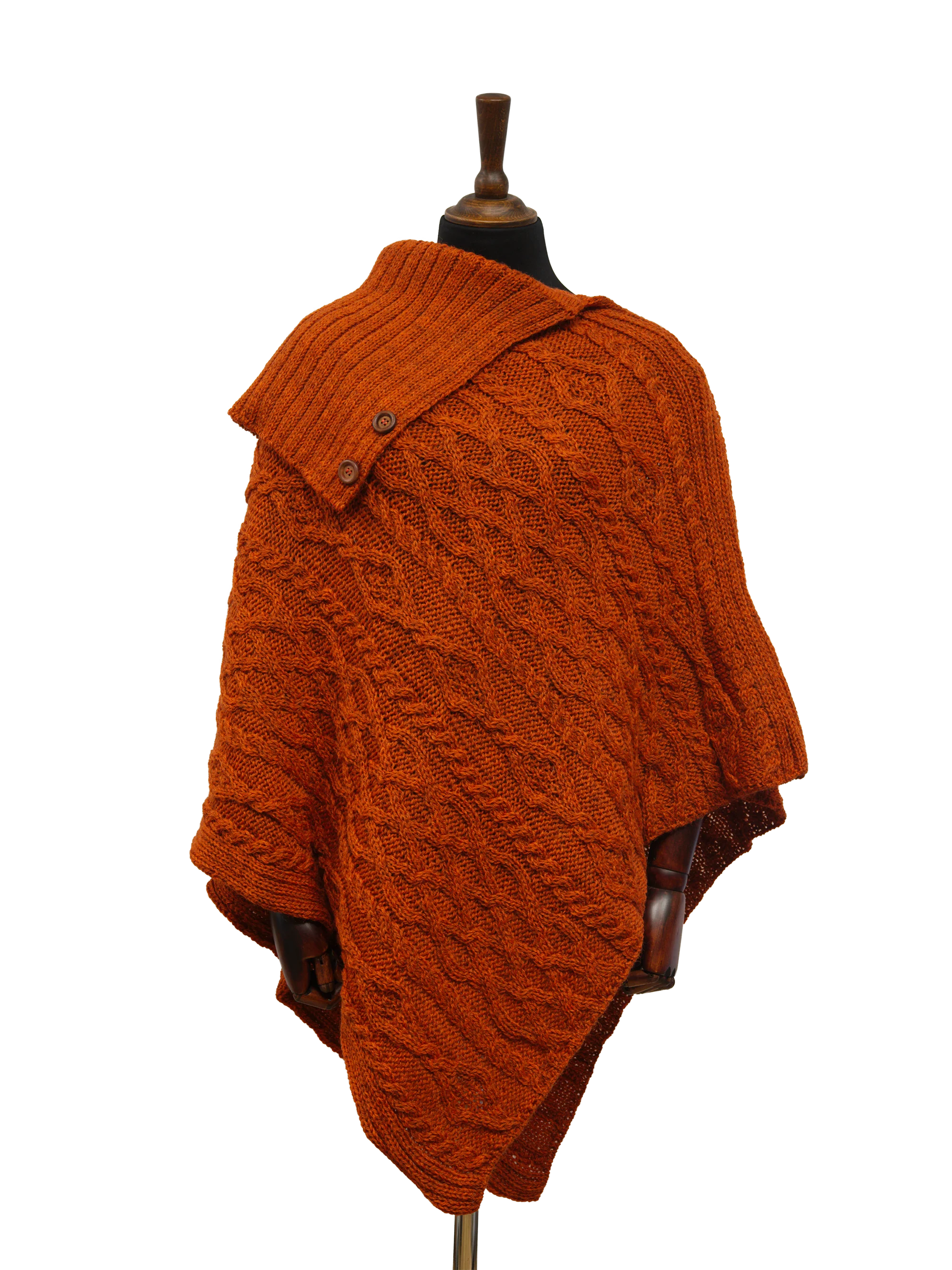Long Neck Poncho - Burnt Orange