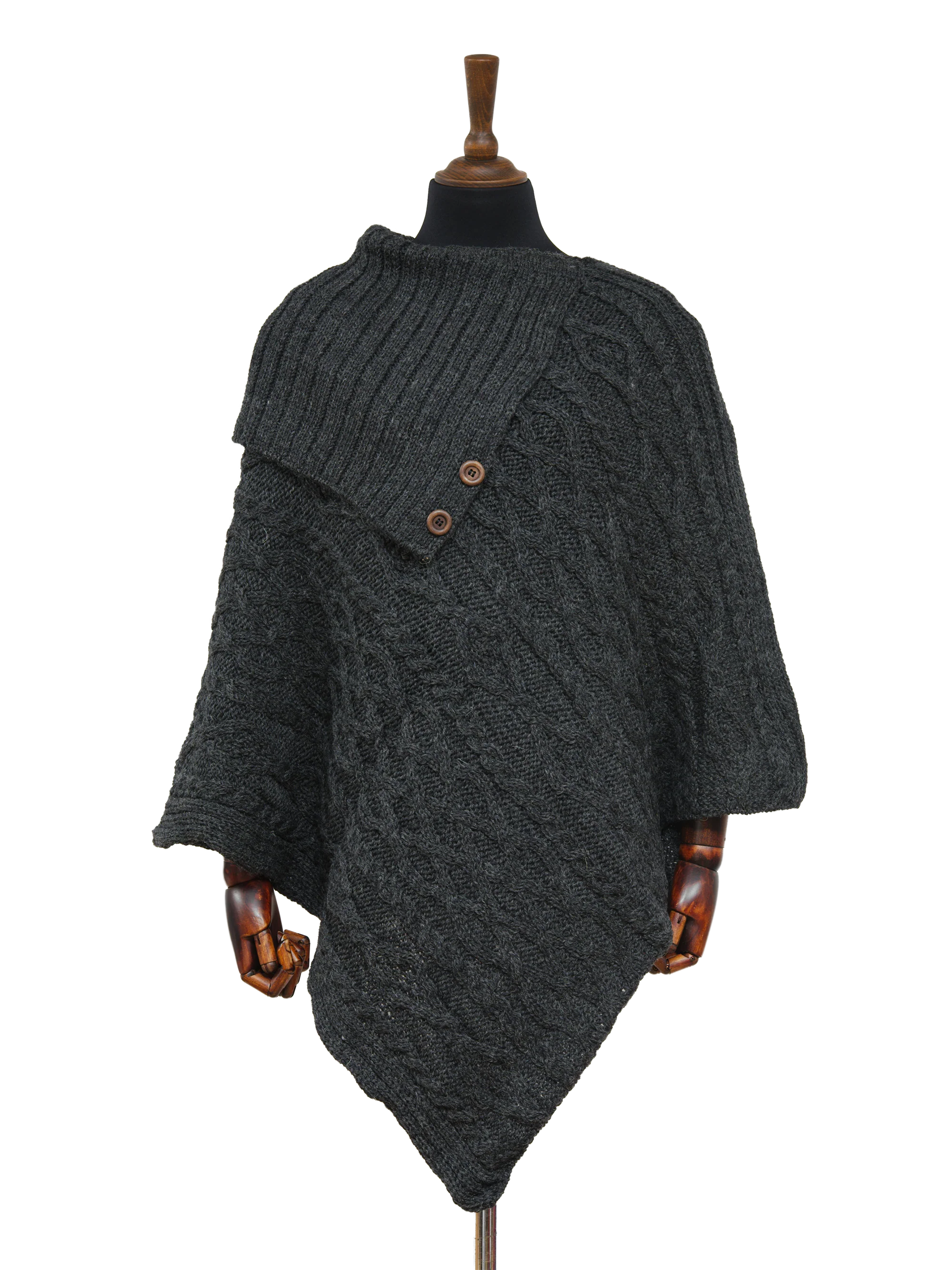 Long Neck Poncho - Charcoal