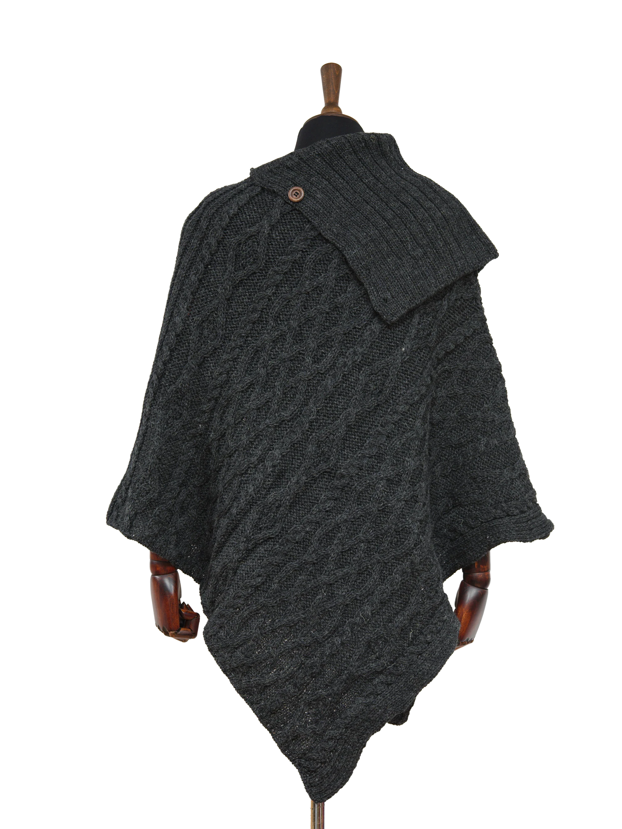 Long Neck Poncho - Charcoal - Image 3