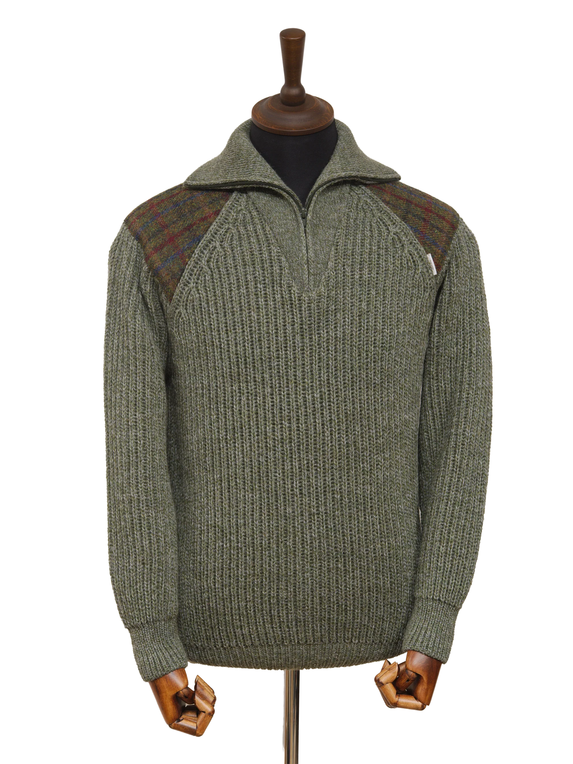 Mens Crofter 1/4 Zip Jumper - Sage Green (A0229)